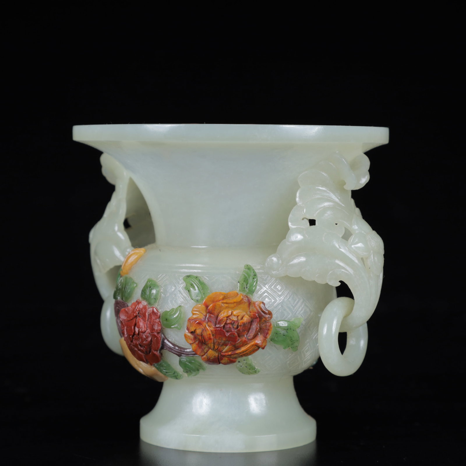 An Exquisite White Jade Flower Pattern Double-Ears Cup - 7