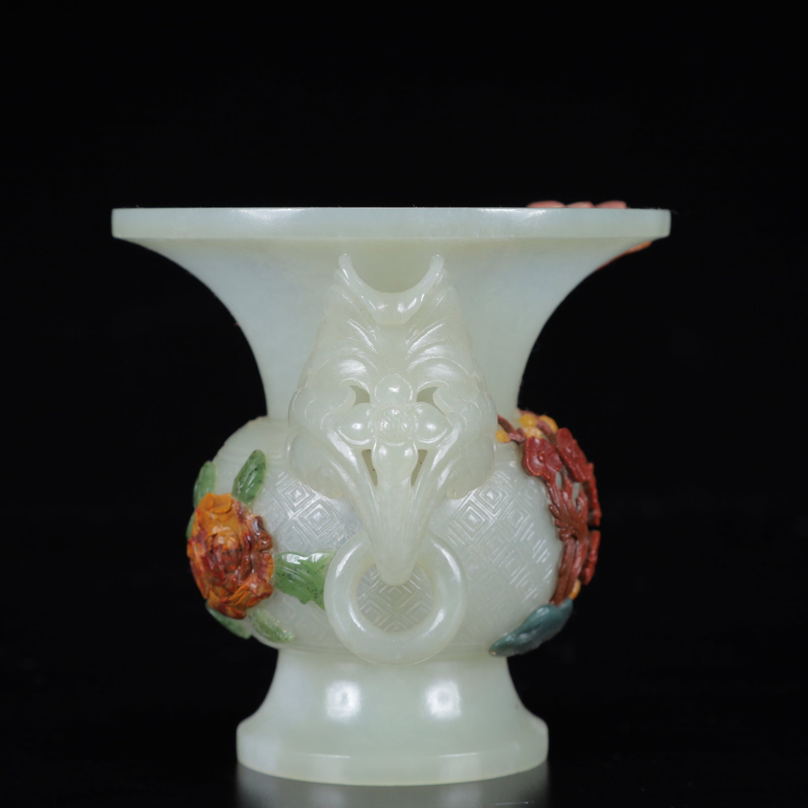 An Exquisite White Jade Flower Pattern Double-Ears Cup - 8