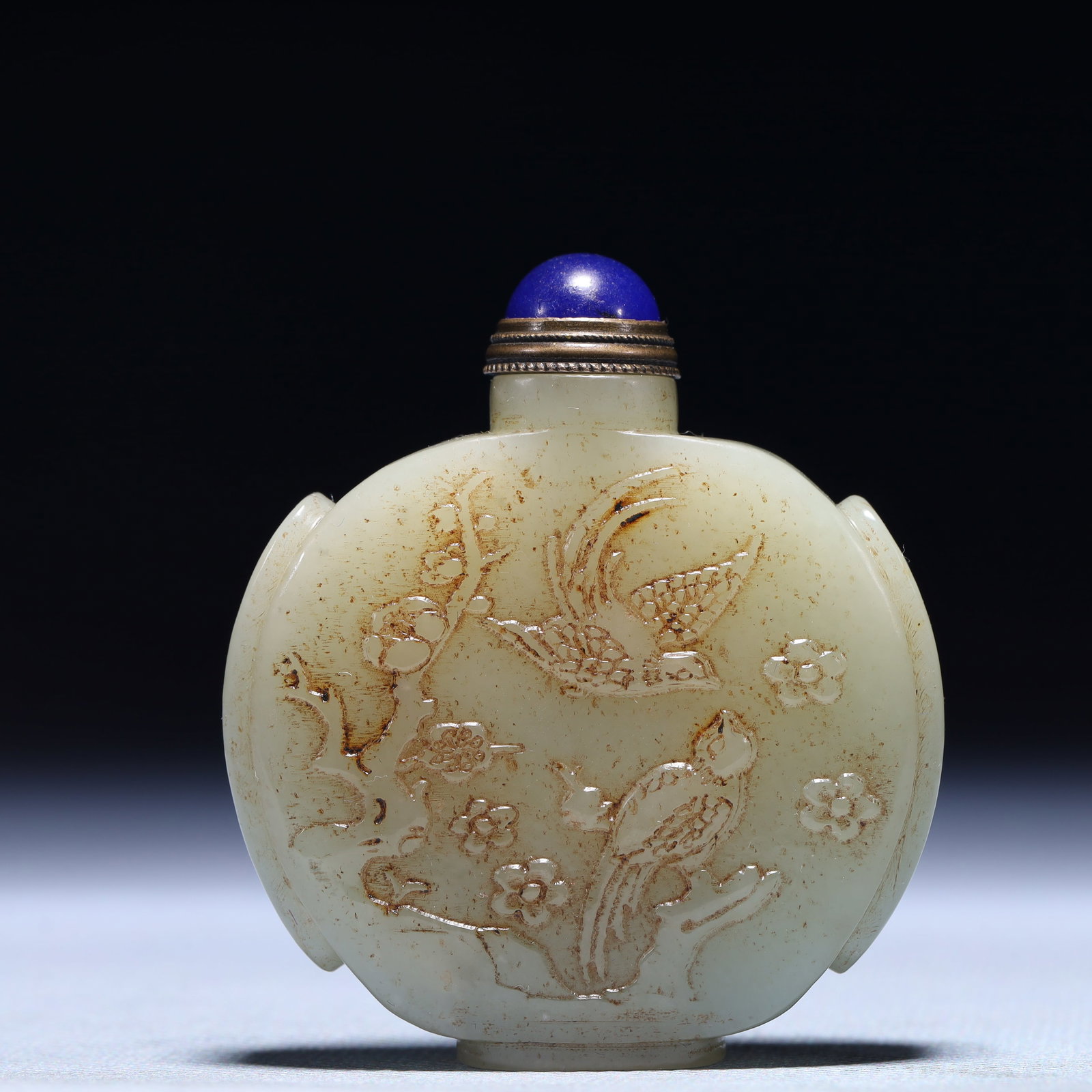 An Exquisite White Jade Flower and Bird Pattern Snuff Bottle (1 of 7)
