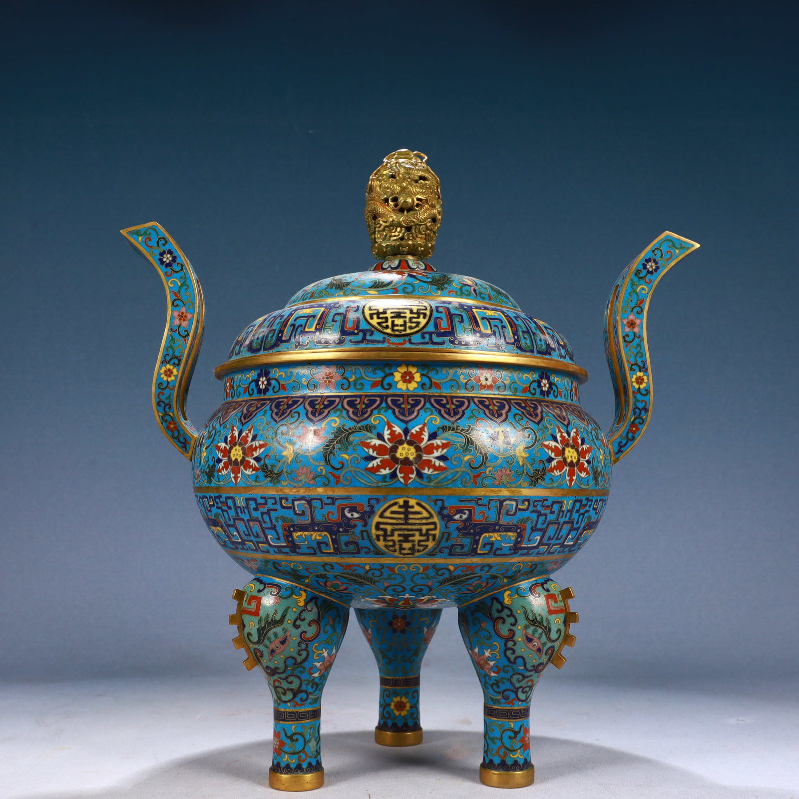 A Huge Cloisonne Lotus Pattern Double-Ears and Tripod Censer (1 of 11)