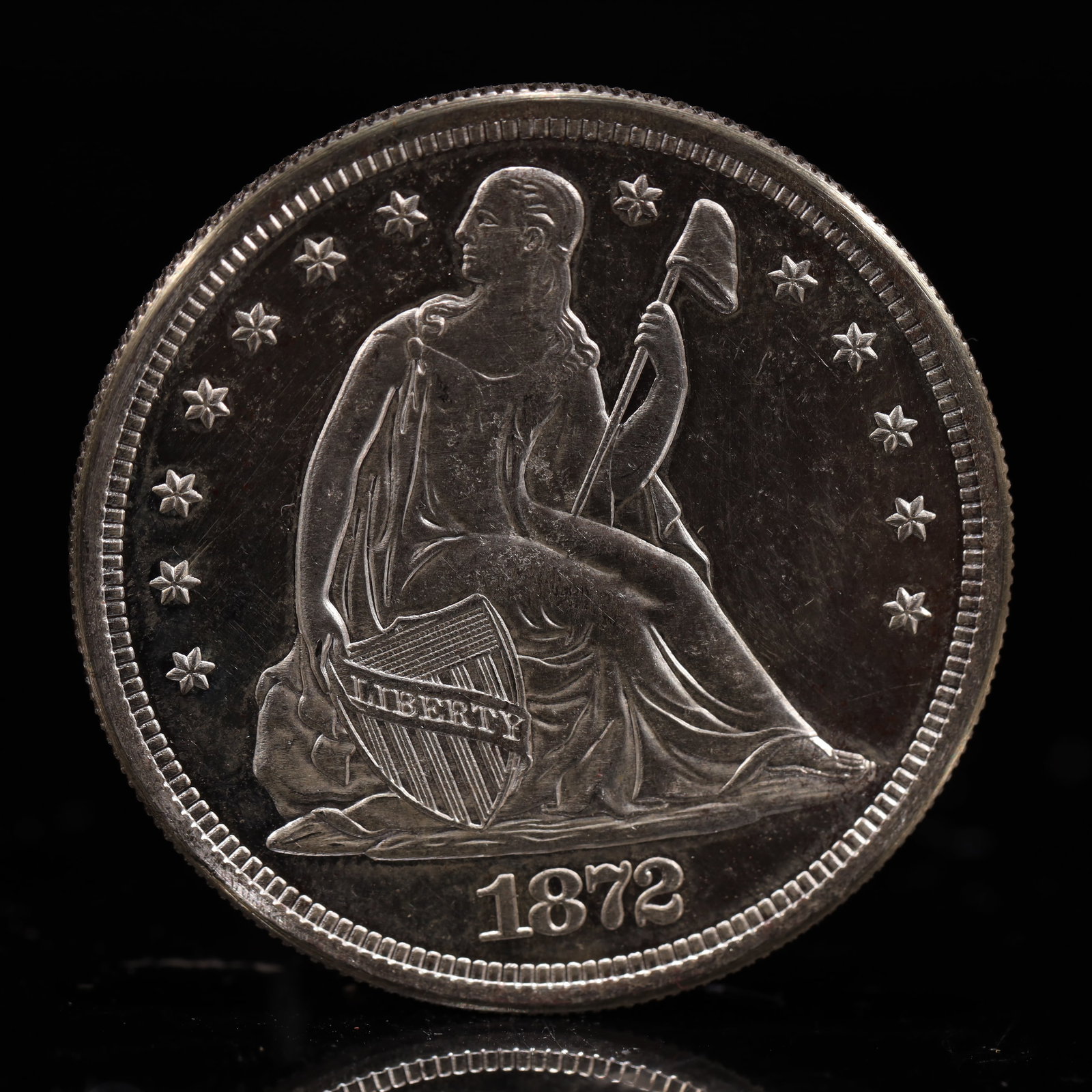 USA One Dollar 1872 Coin: American coin. IN GOD WE TRUST / LIBERTY / 1872 / UNITED STATES OF AMERICA / ONE DOL. Weight:26.9g.