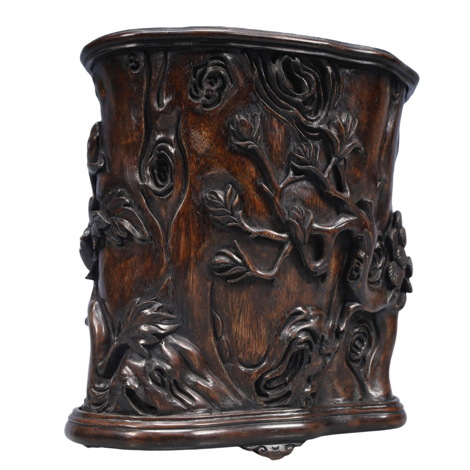 An Exquisite Eaglewood Pine and Crane Pattern Brush Pot - 3