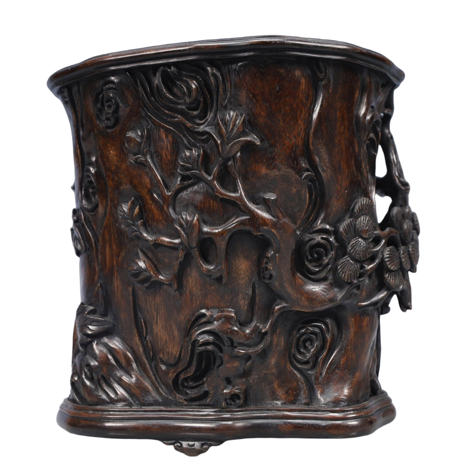 An Exquisite Eaglewood Pine and Crane Pattern Brush Pot - 4