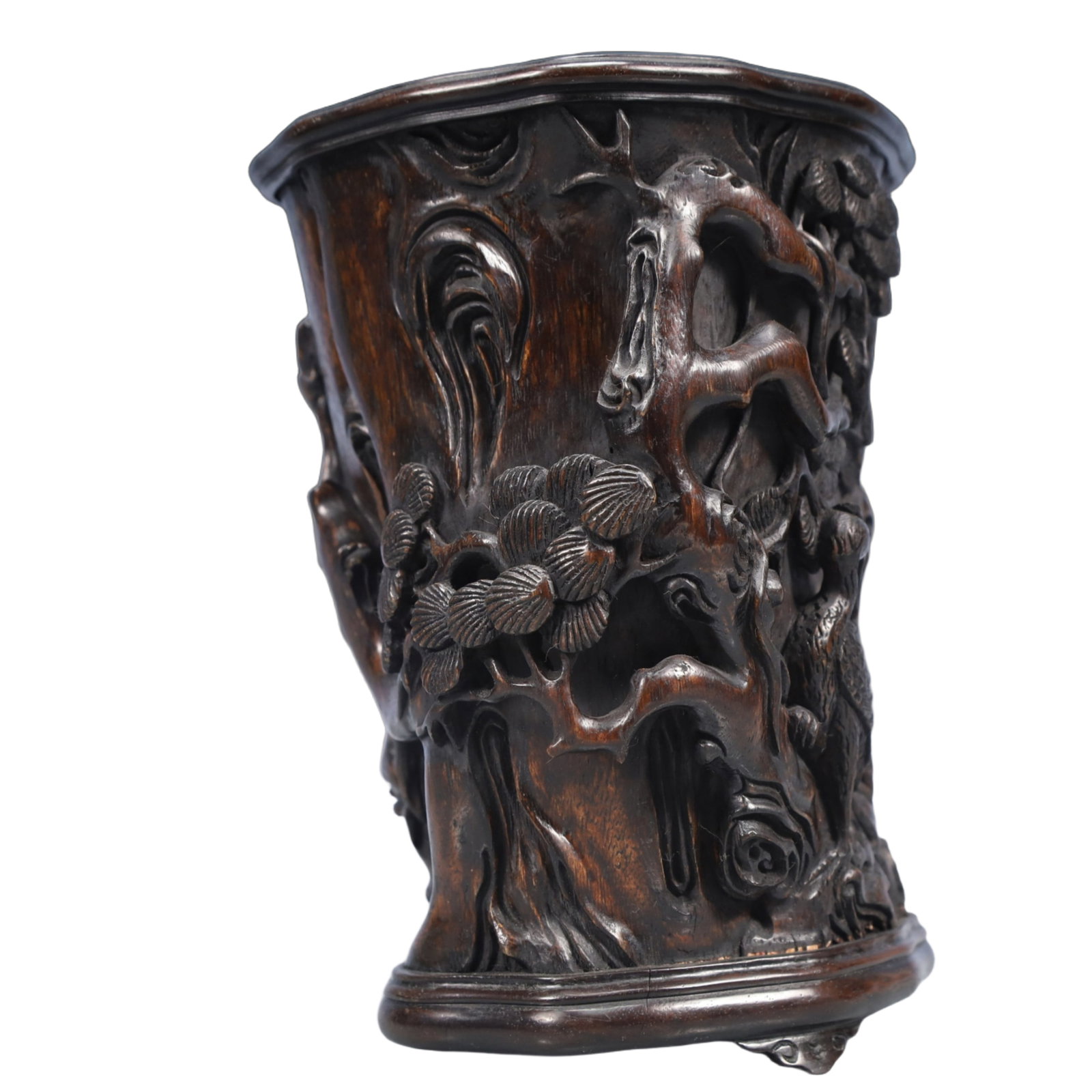An Exquisite Eaglewood Pine and Crane Pattern Brush Pot - 5