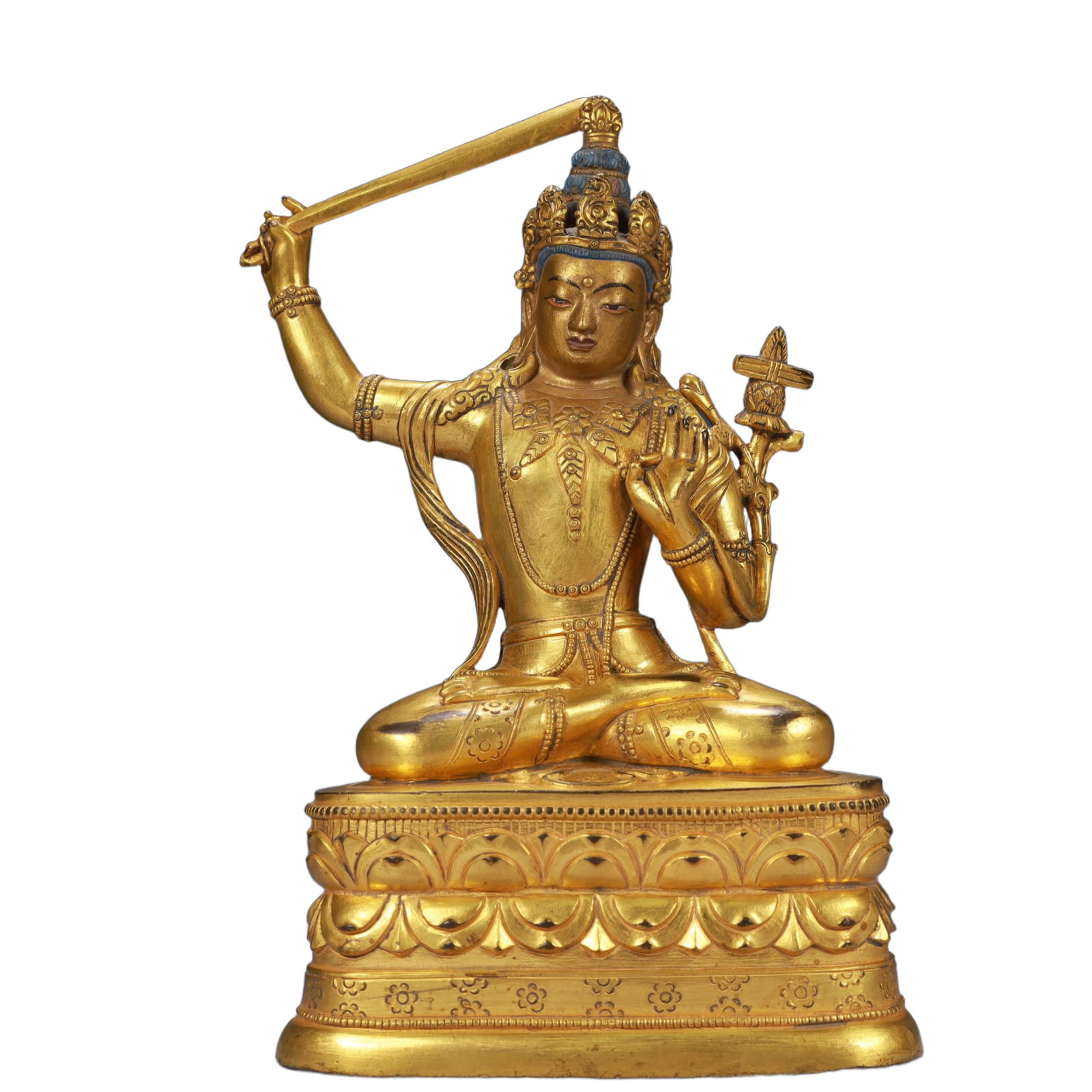 A Solemn Gilt Bronze Buddha Statue: A Solemn Gilt Bronze Buddha Statue,Qing Dynasty, China,Size:5.9inx3.3inx9.4in,Weight:2050g 铜鎏金佛像,中国清代