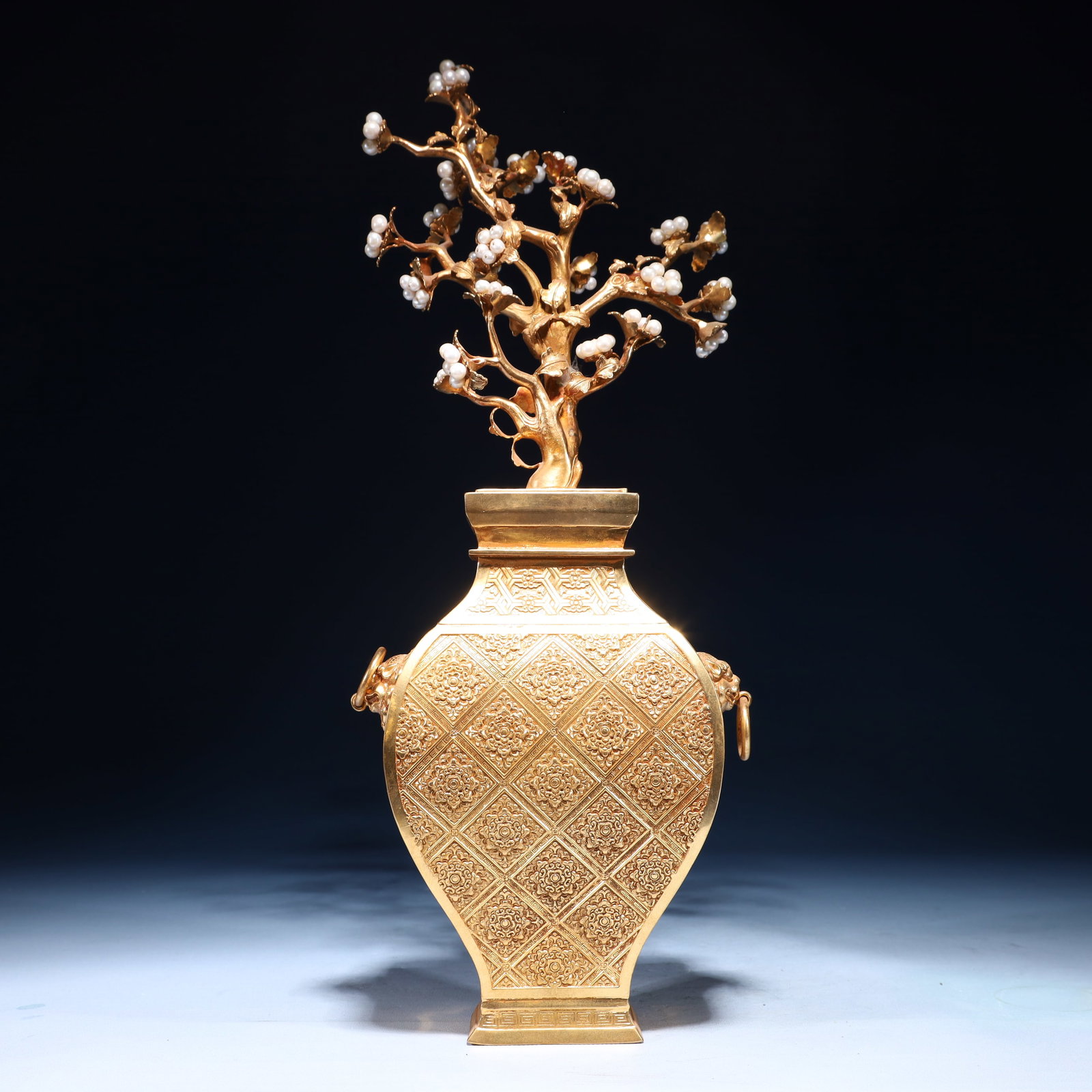 An Exquisite Gilt Bronze Flower Pattern Flower Vase Ornament,Inlaid Pearl (1 of 12)