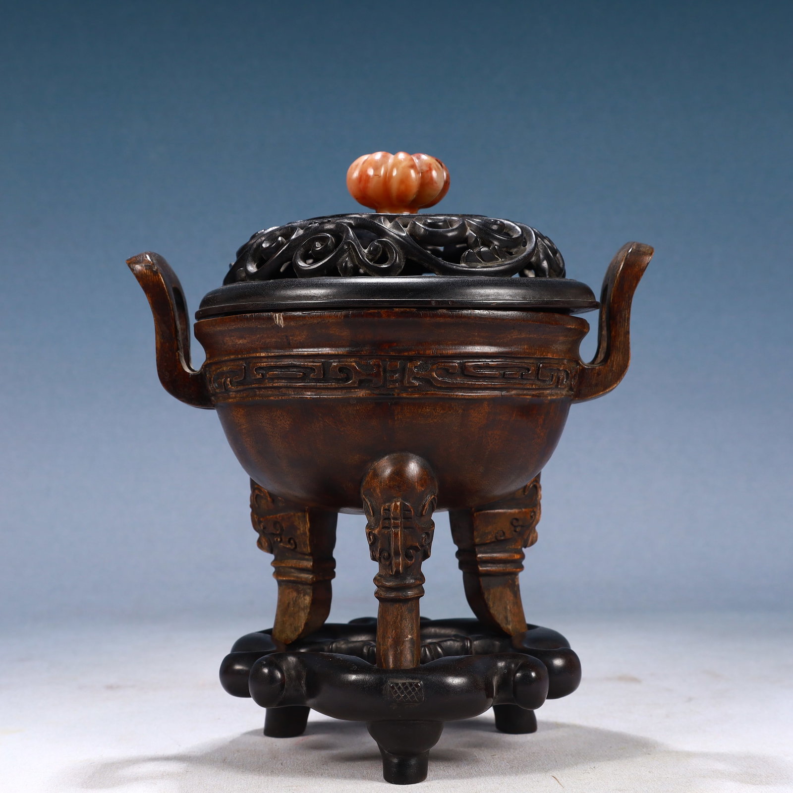 An Exquisite Zitanwood Double-Ears and Tripod Censer,With Base (1 of 12)