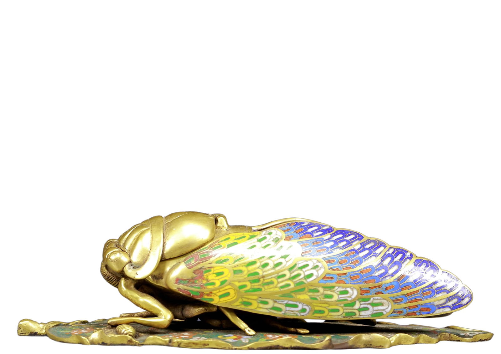 A Rare Cloisonne Cicada-Shaped Censer: A Rare Cloisonne Cicada-Shaped Censer,Qing Dynasty, China,Qianlong Four-character Mark,Size:11.8inx4.9inx3.1in,Weight:2875g