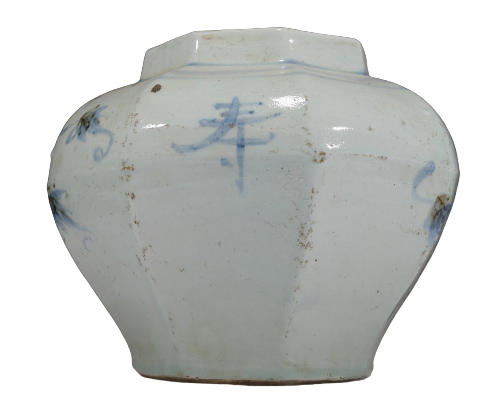 An Elaborate Blue And White Copper-Red 'Shou-Character& Flower' Jar: An Elaborate Blue And White Copper-Red 'Shou-Character& Flower' Jar. Ancient South Korea, Gaoli Period. Size:12.6inx10.2in. Weight:g. 高丽时期 青花釉里&
