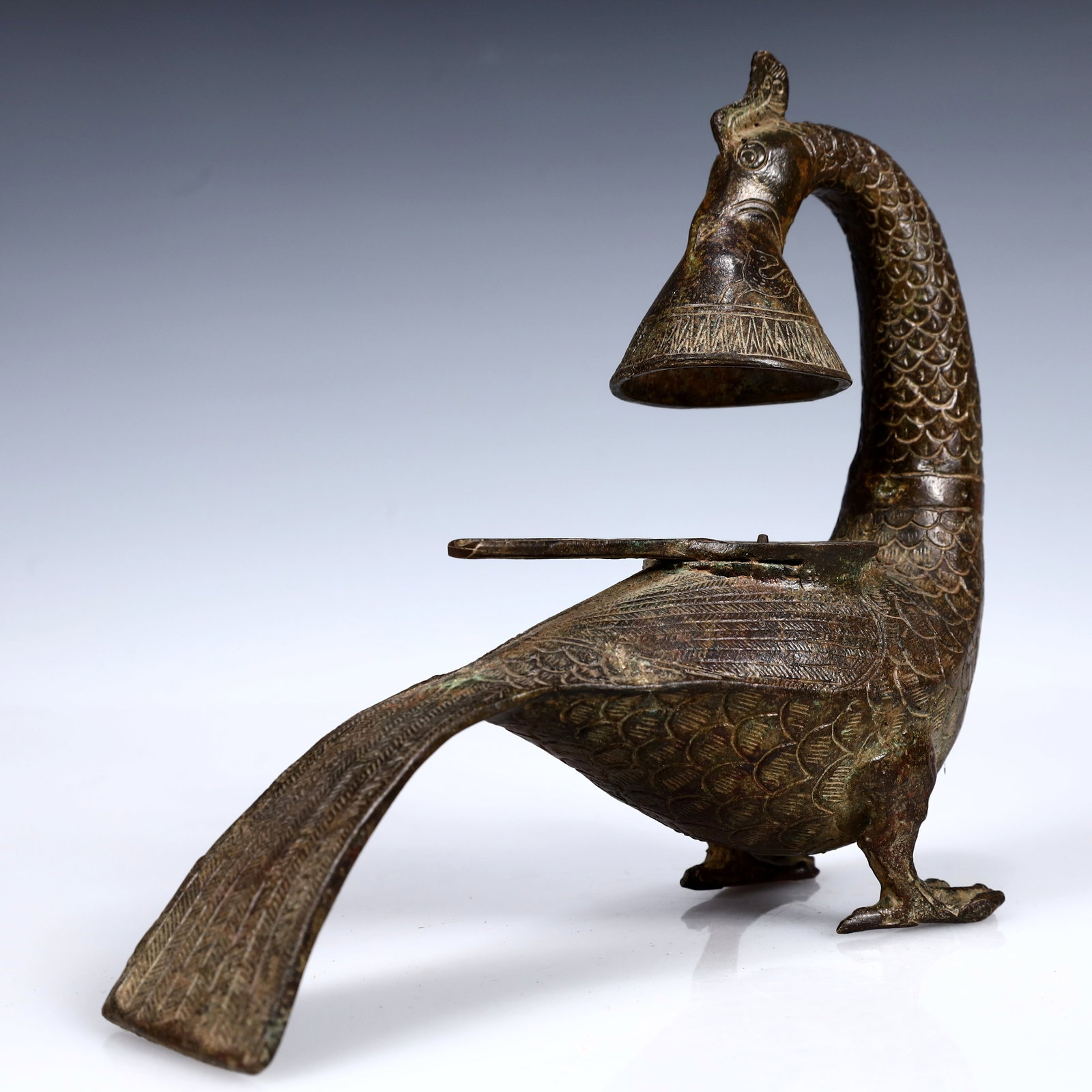 A Rare Bronze Phoenix Candlestick - 10
