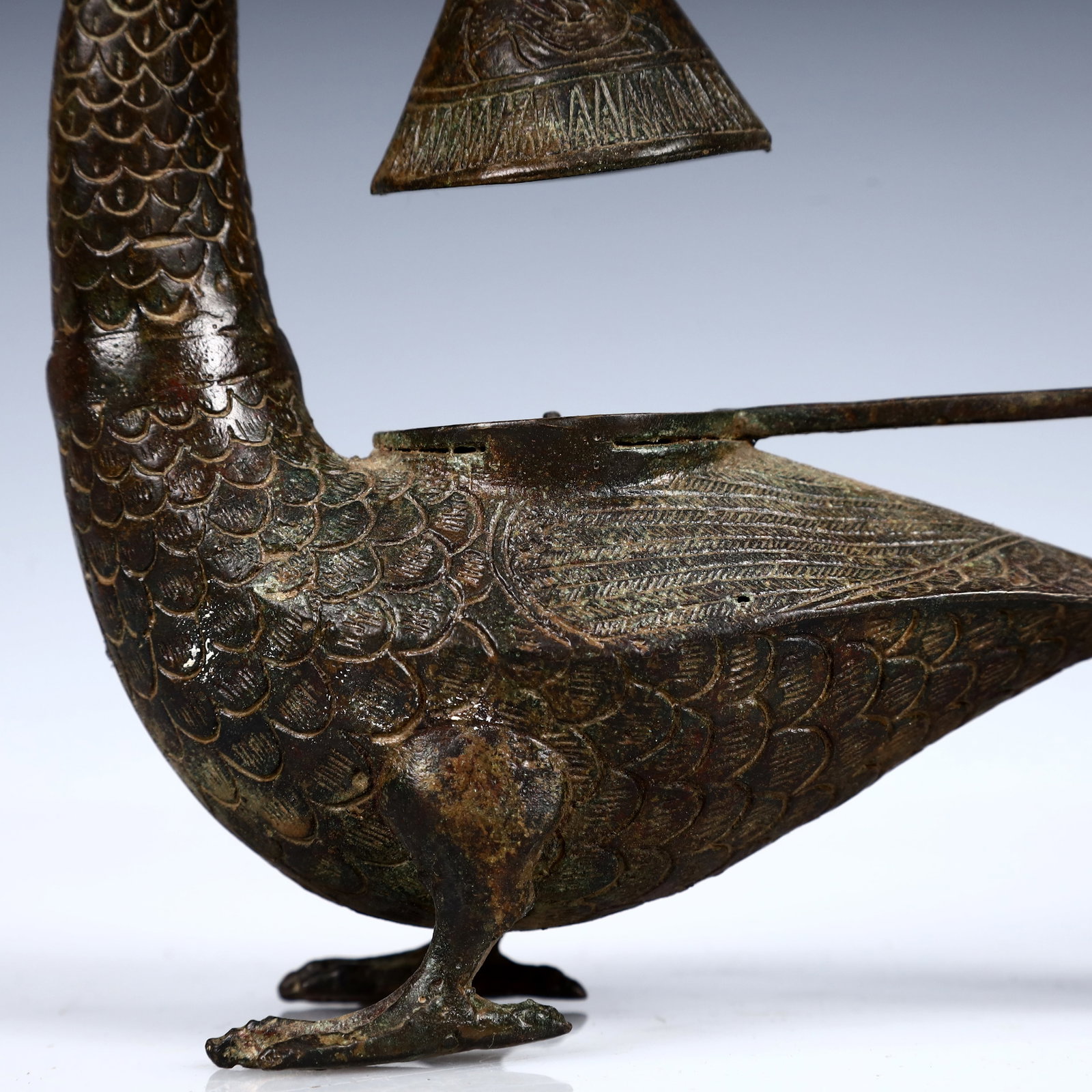 A Rare Bronze Phoenix Candlestick - 3