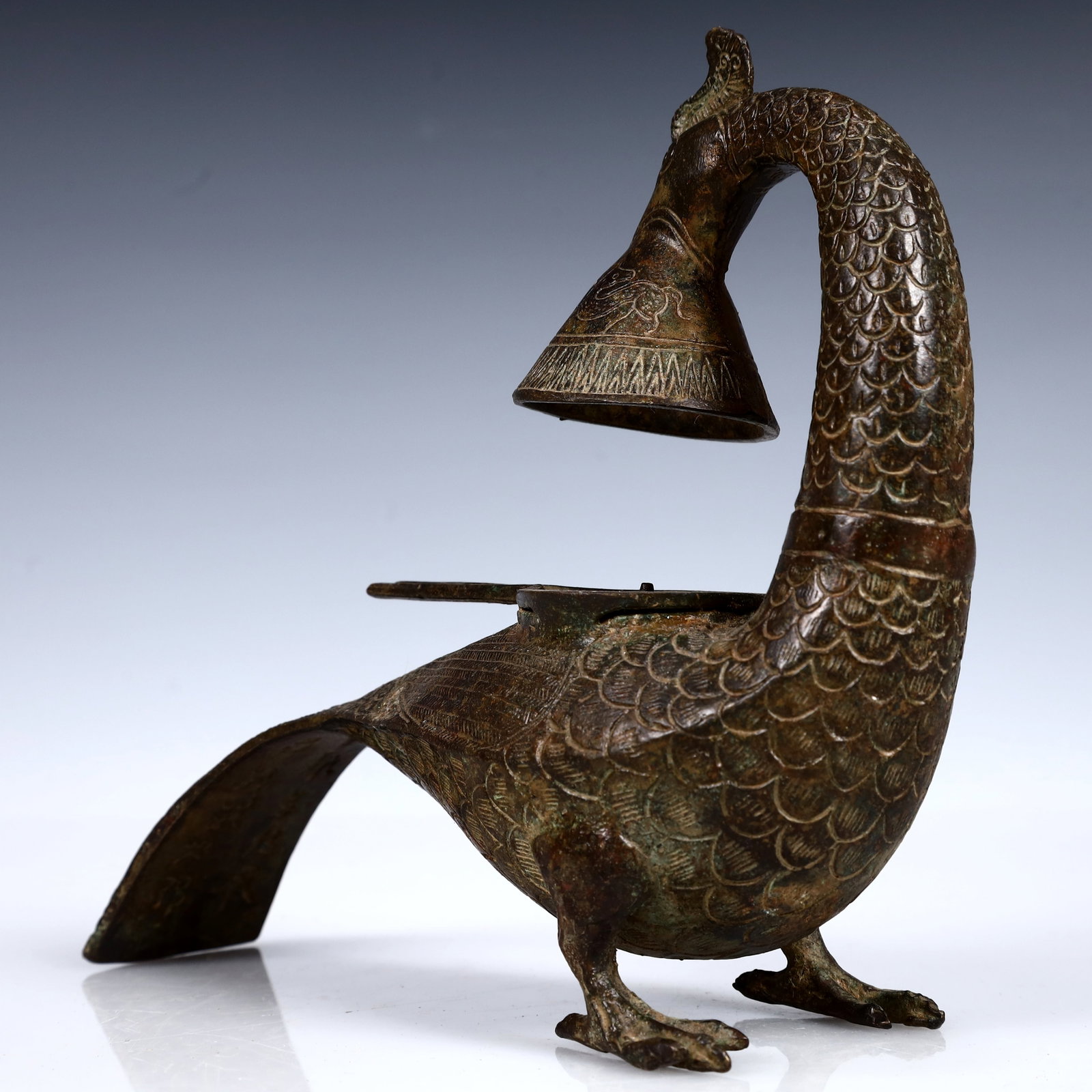 A Rare Bronze Phoenix Candlestick - 7