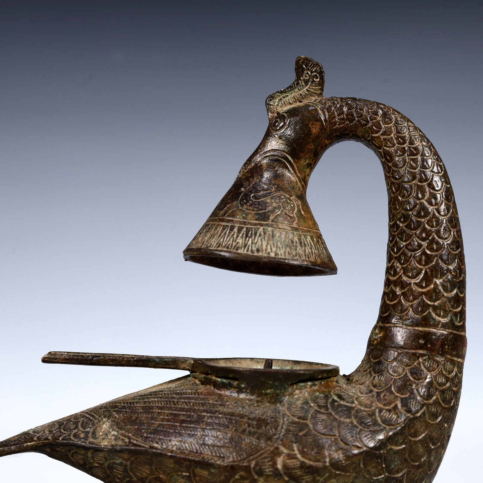 A Rare Bronze Phoenix Candlestick - 9