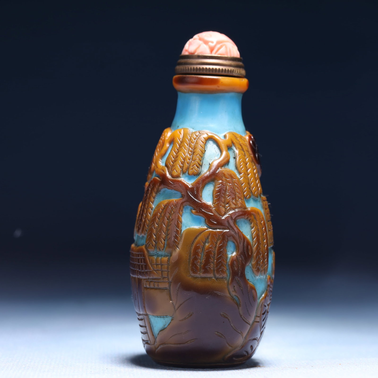 An Exquisite Glass Landscape Pattern Snuff Bottle - 3