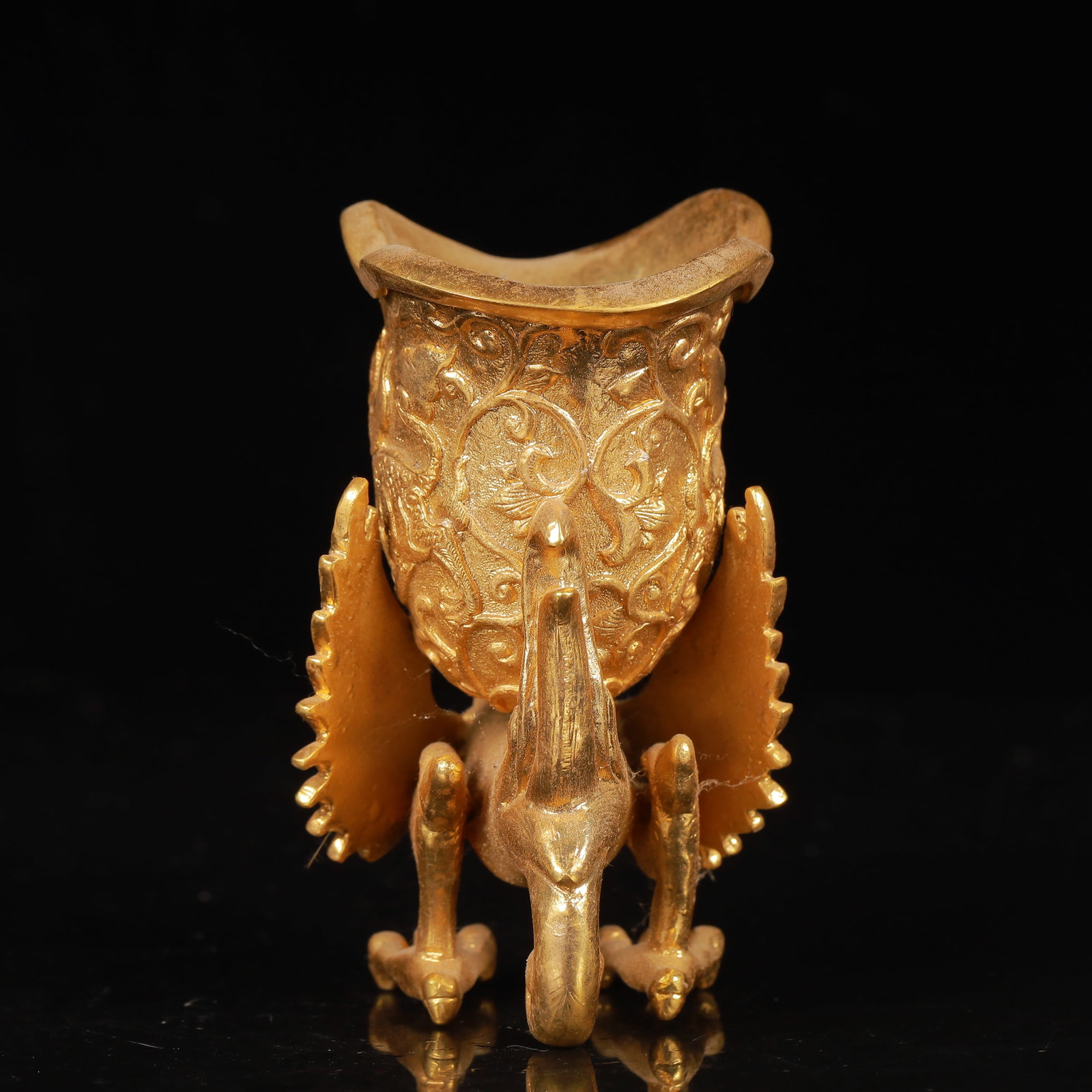 An Exquisite Gilt Bronze Dragon Pattern Phoenix Cup - 5