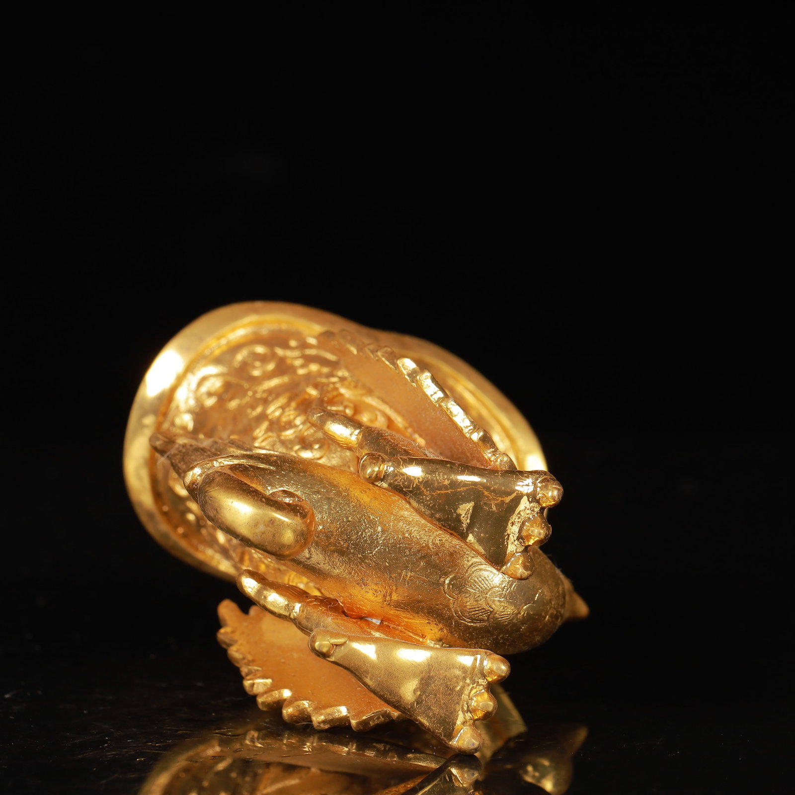 An Exquisite Gilt Bronze Dragon Pattern Phoenix Cup - 7
