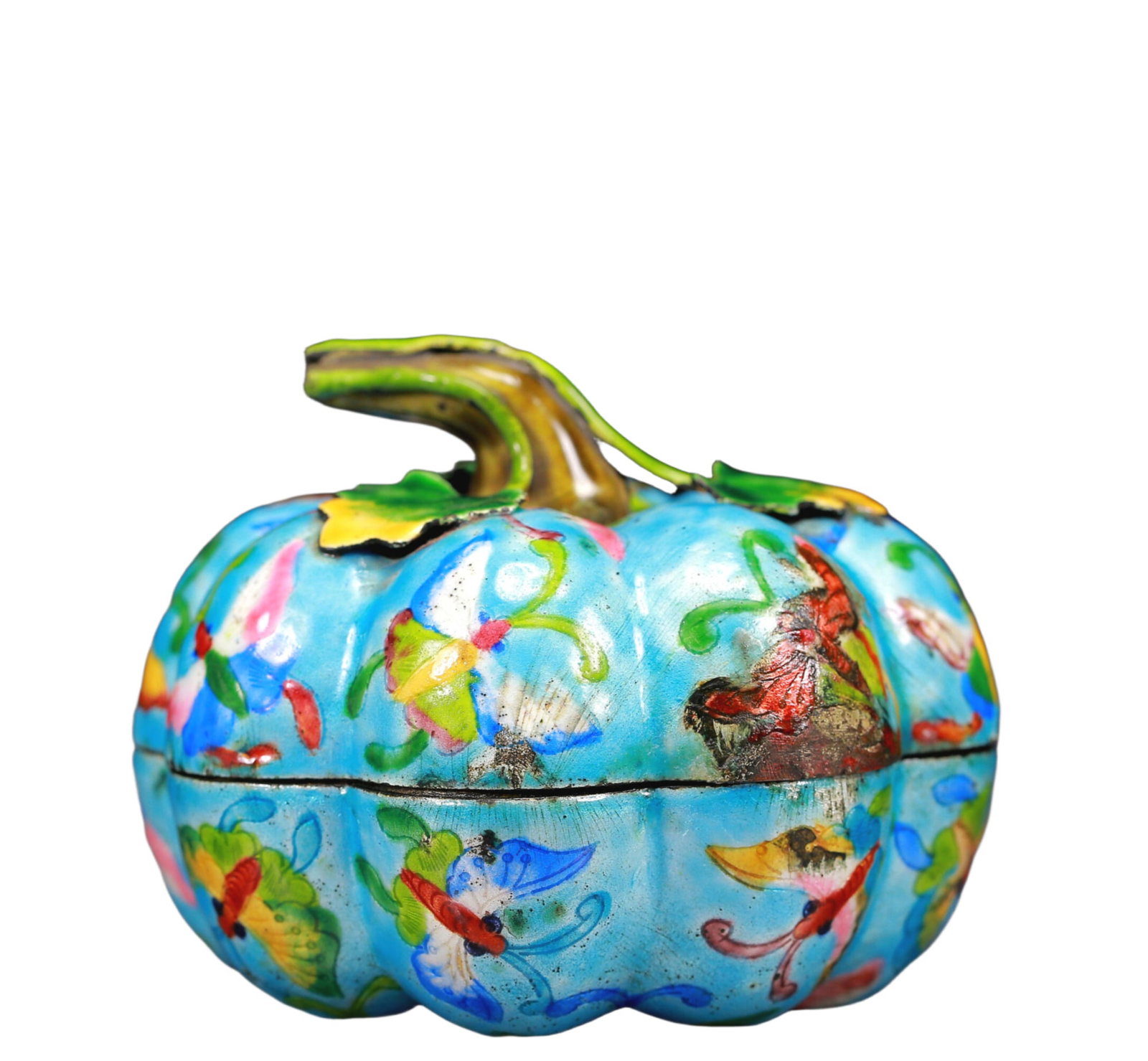 A Fine Bronze Blueing 'Butterfly' Pumpkin-Form Box (1 of 8)