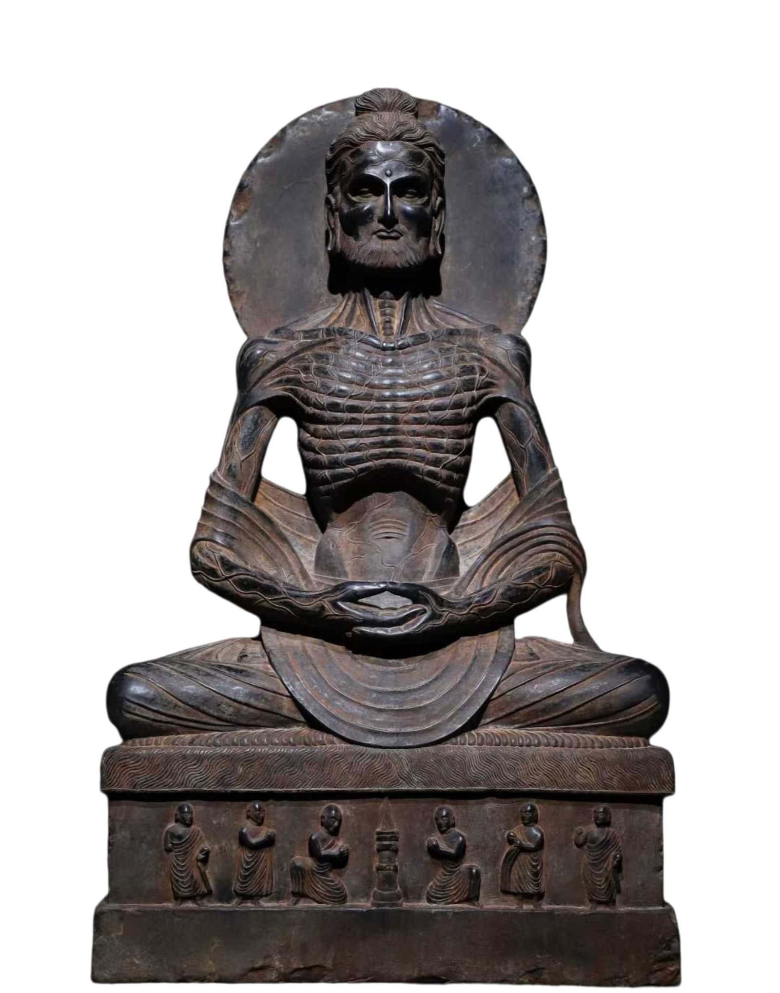 A Solemn Schistose Statue of Gandhara: A Solemn Schistose Statue of Gandhara,N.Qi,China,Size:39.4inx23.6inx7.1in 片岩石犍陀罗像,中国北齐时期