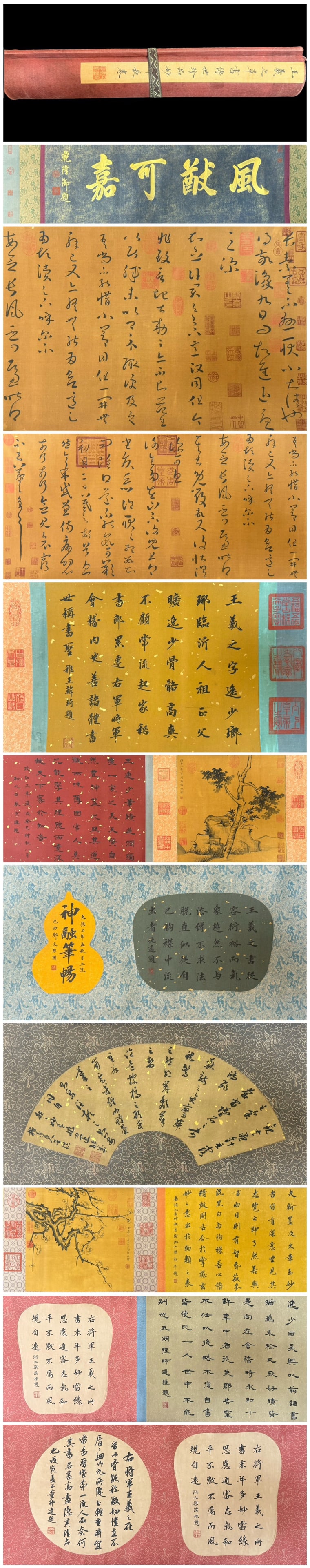 A Chinese Hand Scroll Ink Calligraphy on Paper,Wang Xizhi: A Chinese Hand Scroll Ink Calligraphy on Paper,Wang Xizhi,Size:314.2inx15.4in 一幅中国水墨书法手卷,王羲之