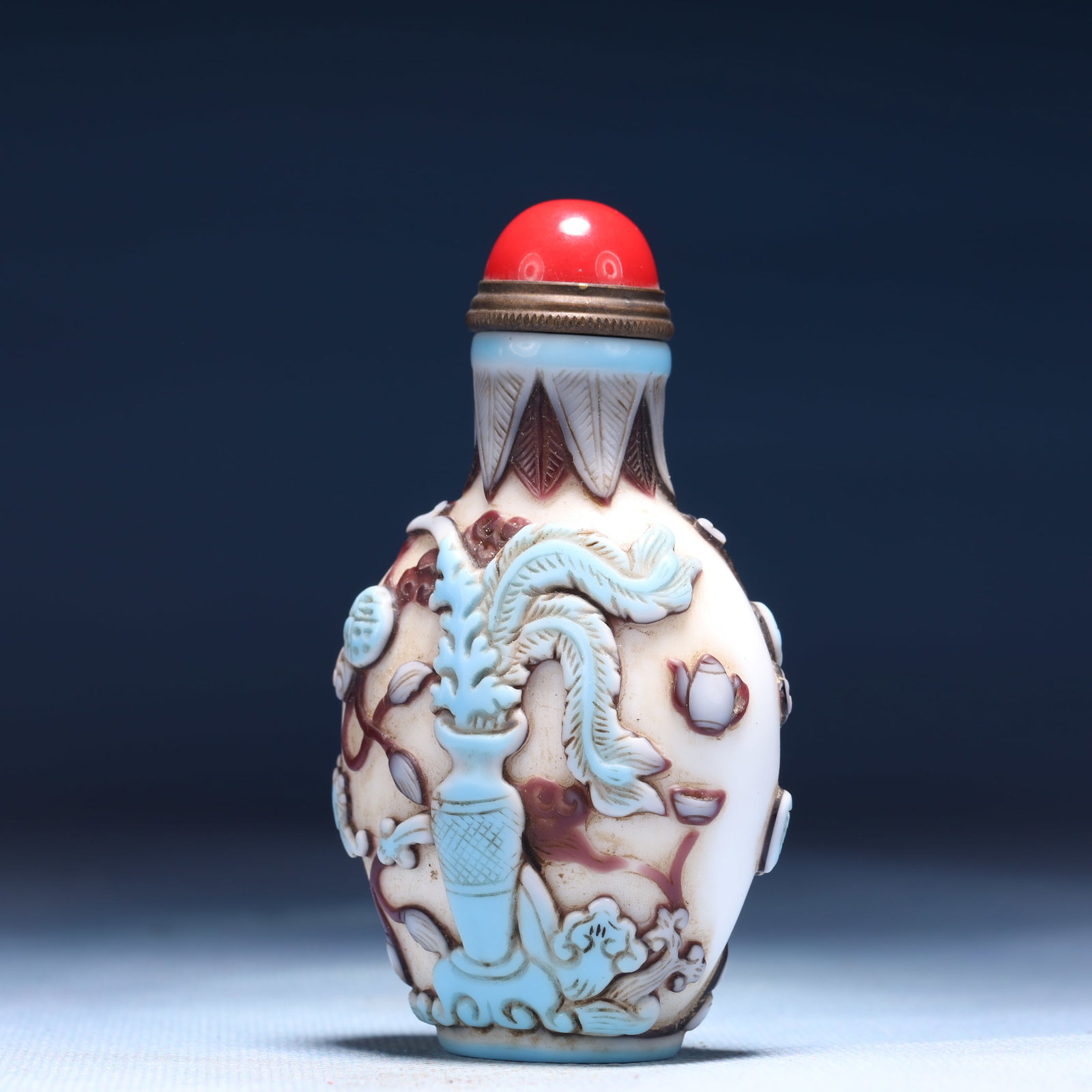An Exquisite Glass Flower Pattern Snuff Bottle - 2