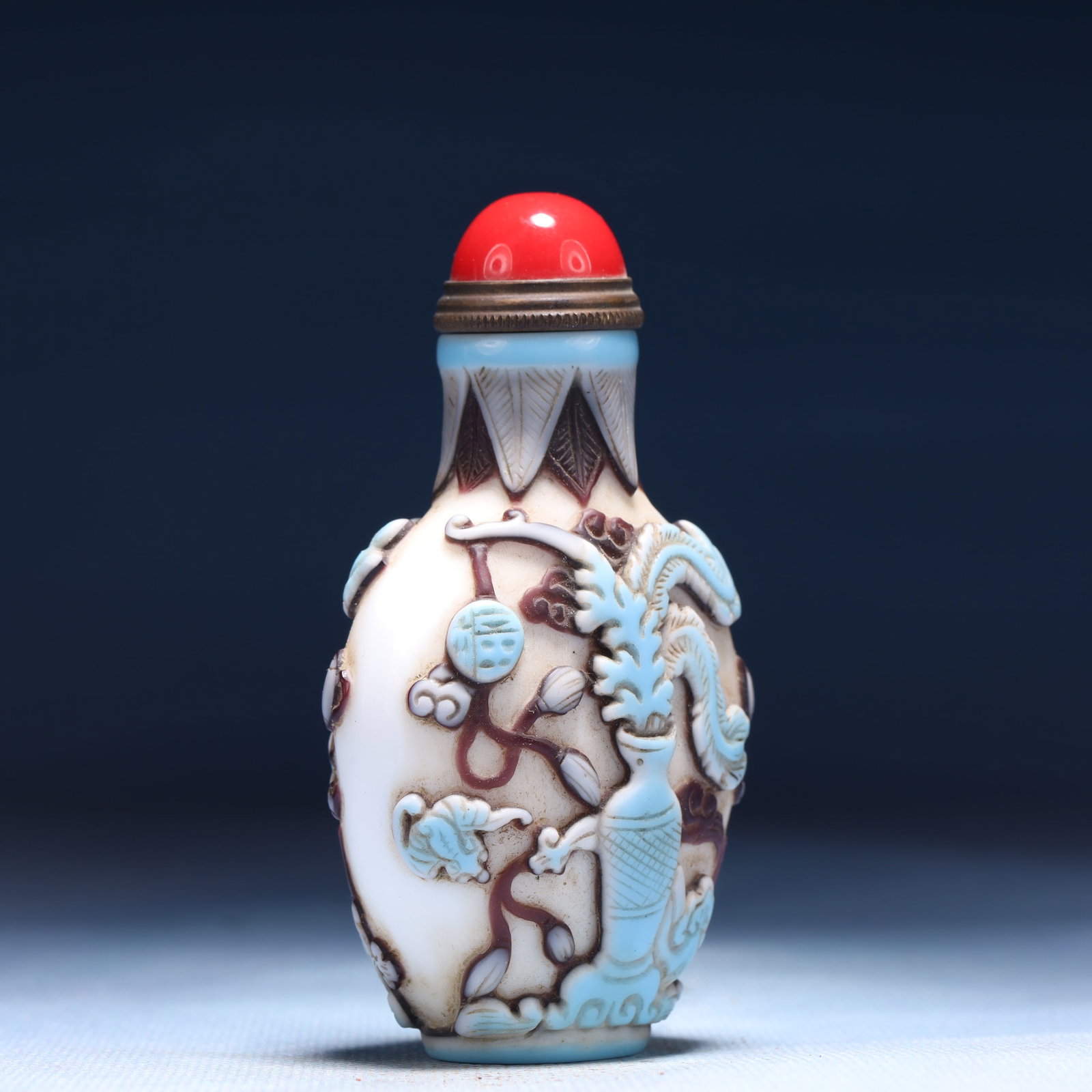 An Exquisite Glass Flower Pattern Snuff Bottle - 3