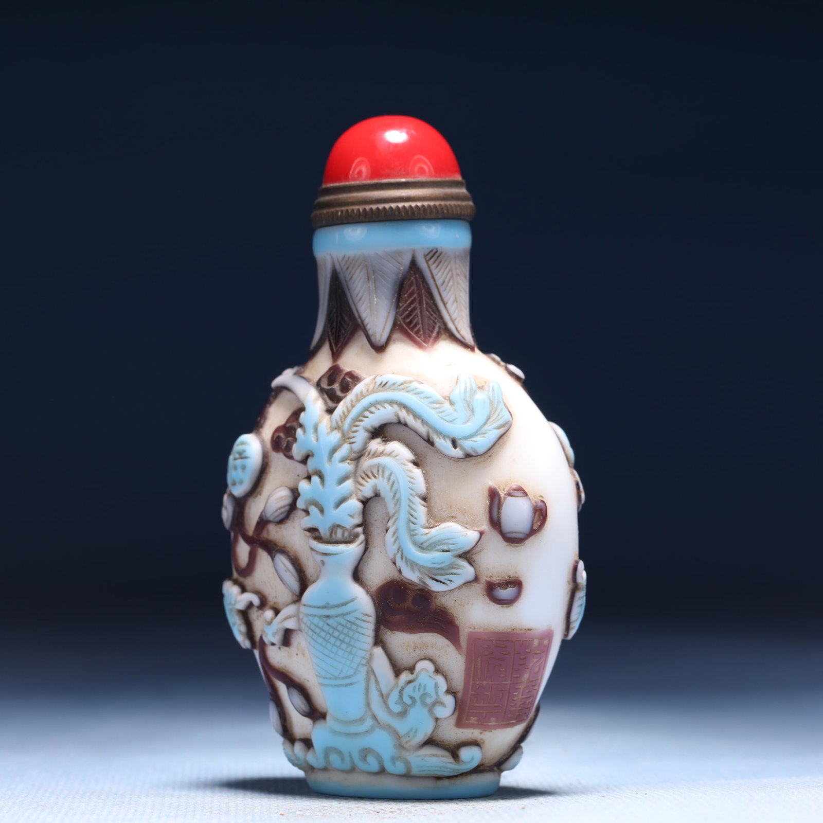 An Exquisite Glass Flower Pattern Snuff Bottle - 5