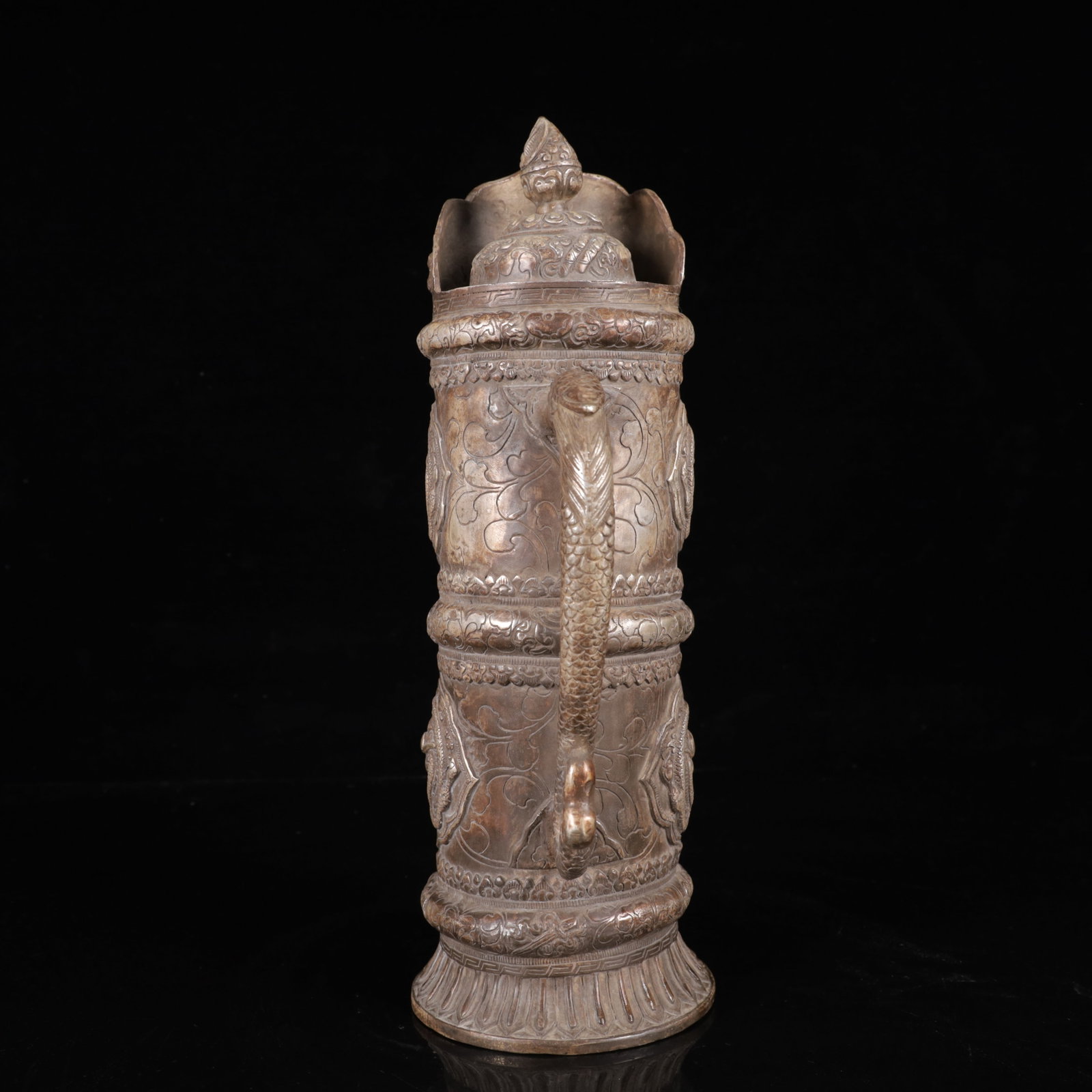 An Exquisite Silver-Plated Bronze Dragon Pattern Ewer - 12
