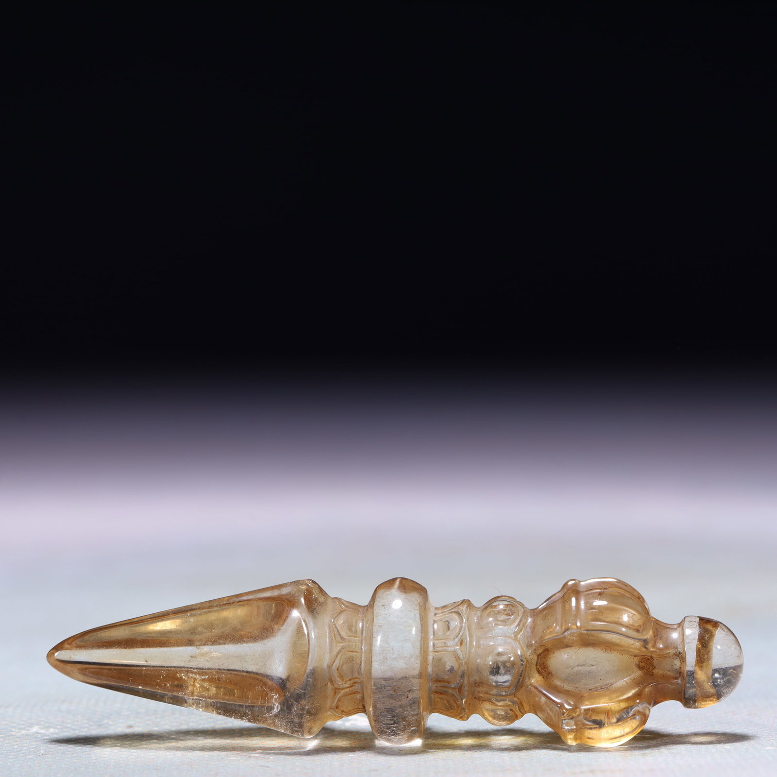 An Exquisite Crystal Ritual Implement: An Exquisite Crystal Ritual Implement,Qing Dynasty,China,Size:0.8inx3.1in,Weight:33.4g 水晶法器,中国清代