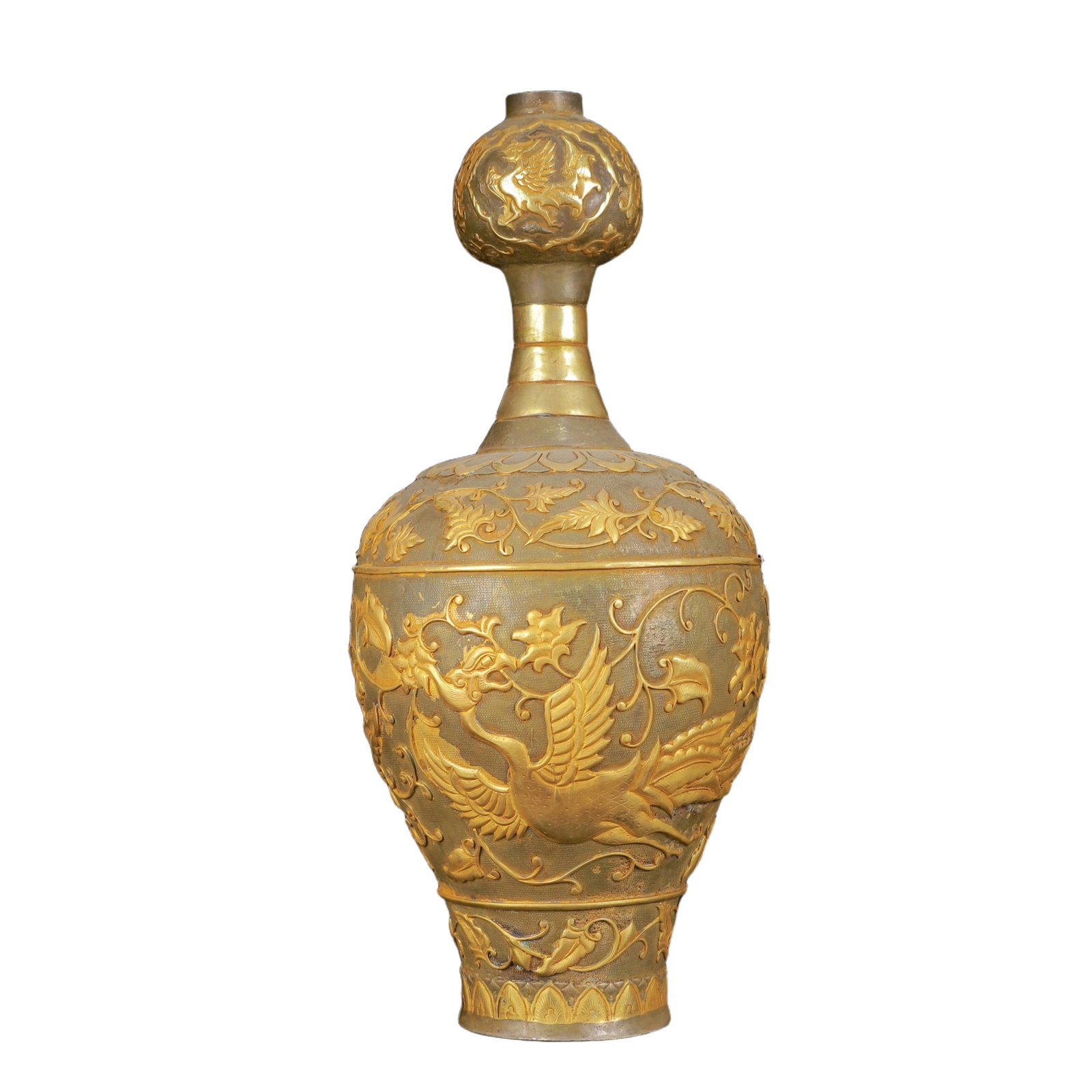 An Exquisite Gilt Silver Phoenix Pattern Vase - 7