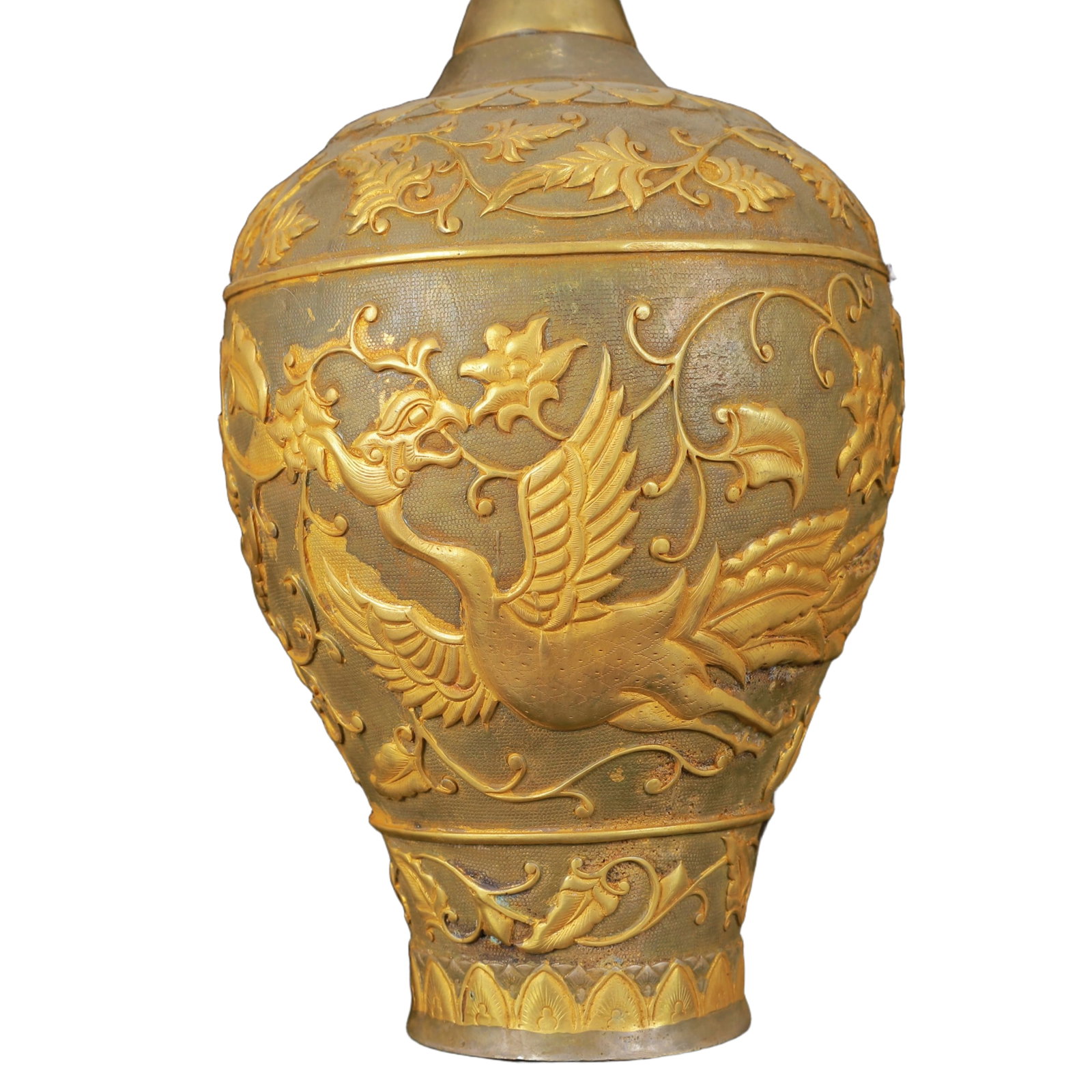 An Exquisite Gilt Silver Phoenix Pattern Vase - 8