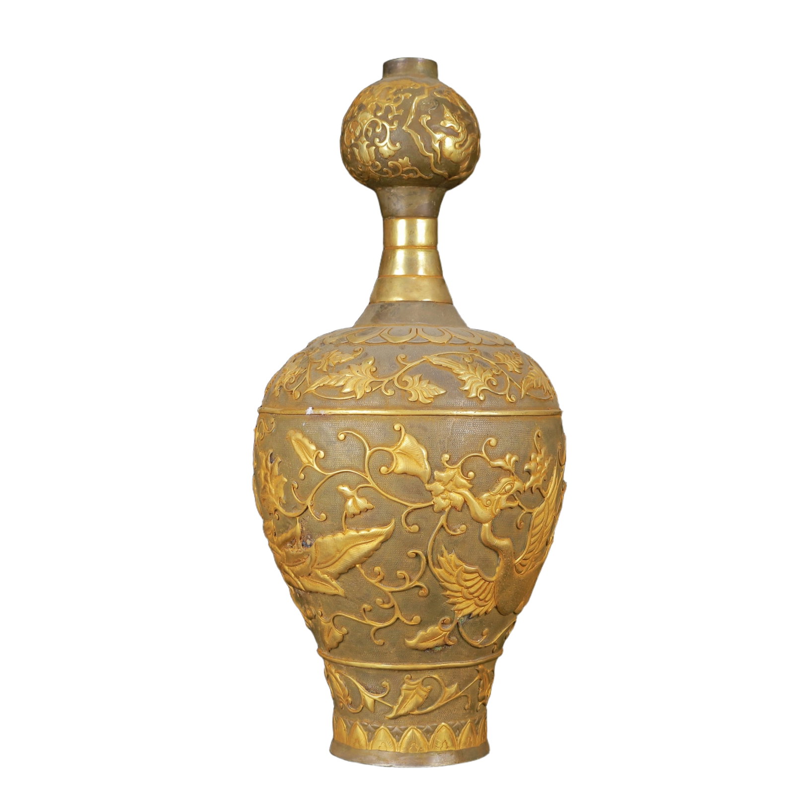 An Exquisite Gilt Silver Phoenix Pattern Vase - 9
