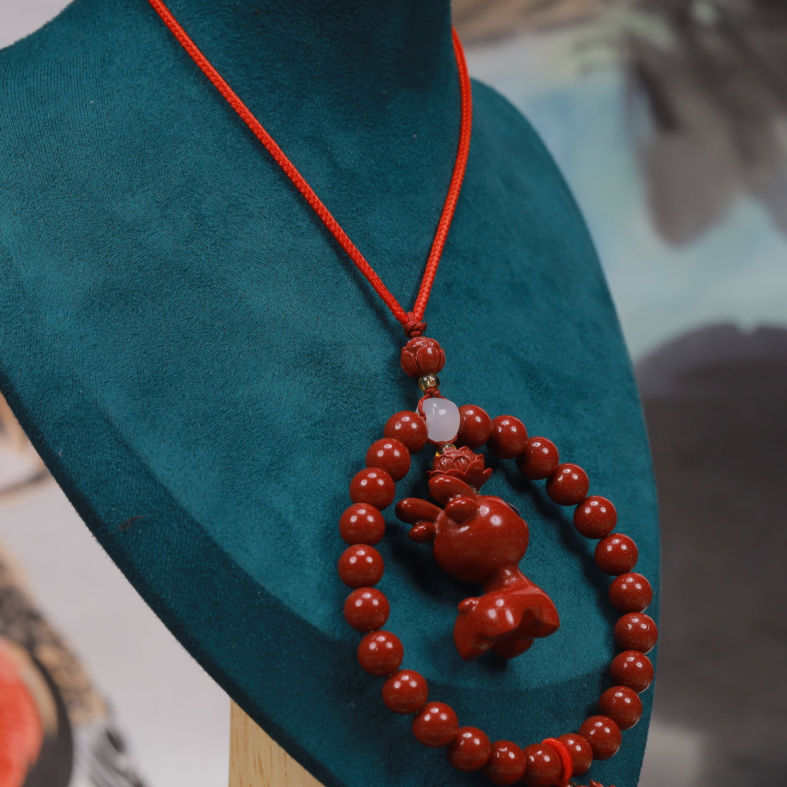 An Exquisite Cinnabar Deer Pattern Pendant - 4