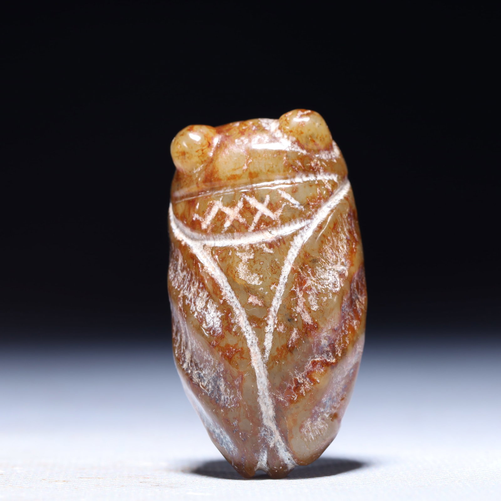 An Archaic Hongshan Culture Greenish Jade Cicada Ornament (1 of 9)