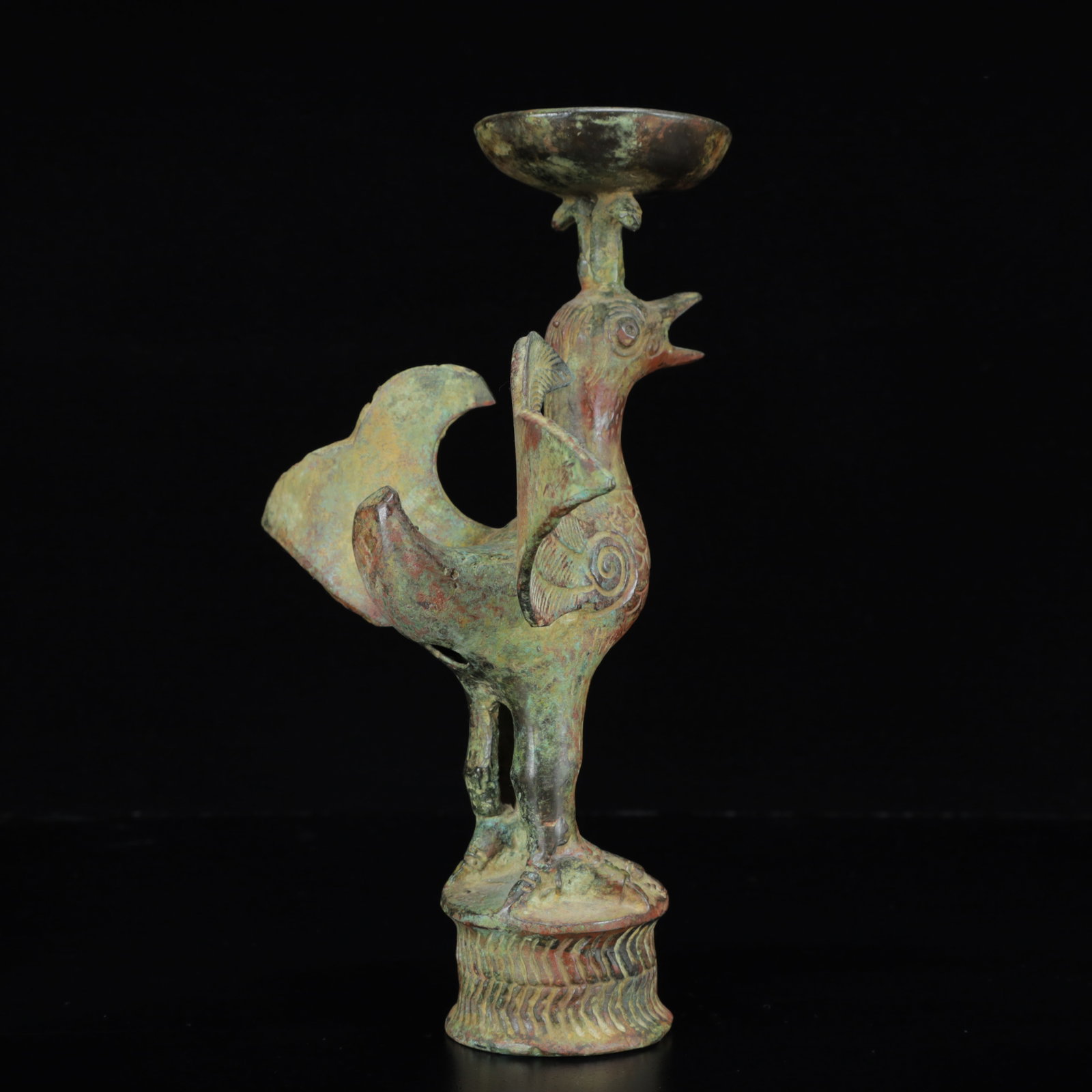 An Archaic Bronze Phoenix Candlestick - 11