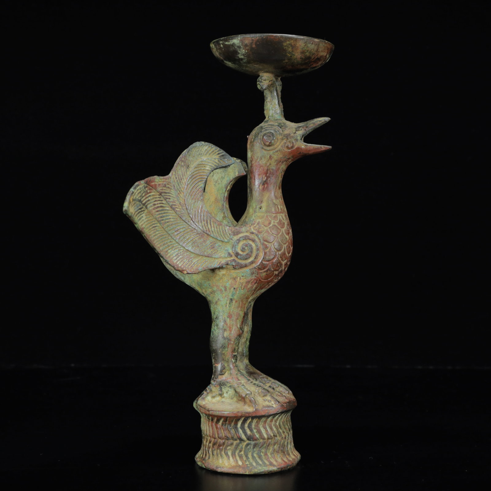 An Archaic Bronze Phoenix Candlestick - 12