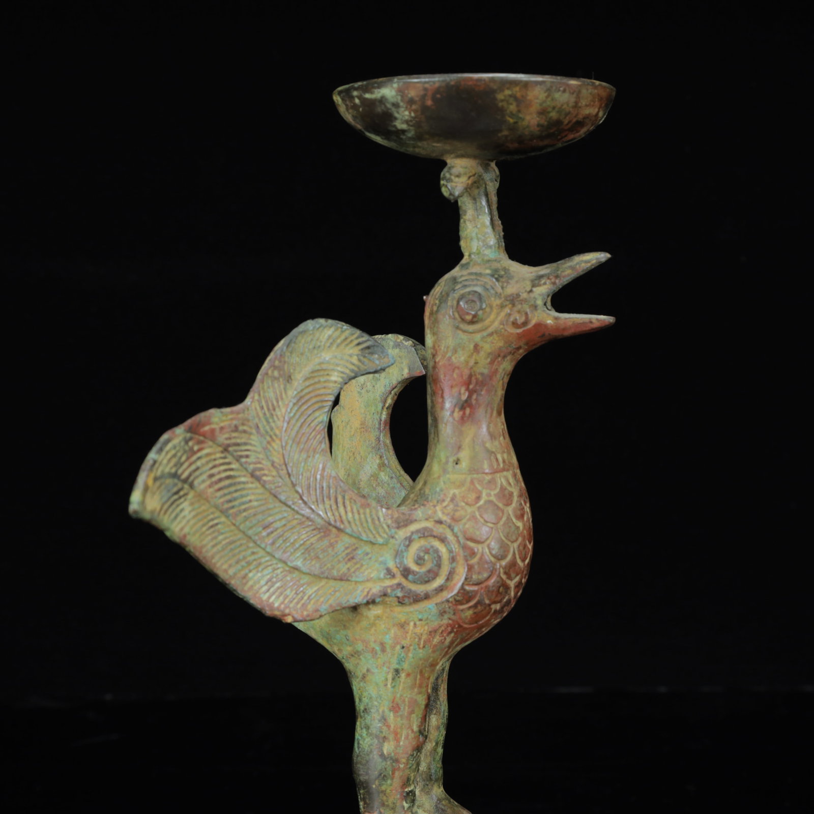 An Archaic Bronze Phoenix Candlestick - 13