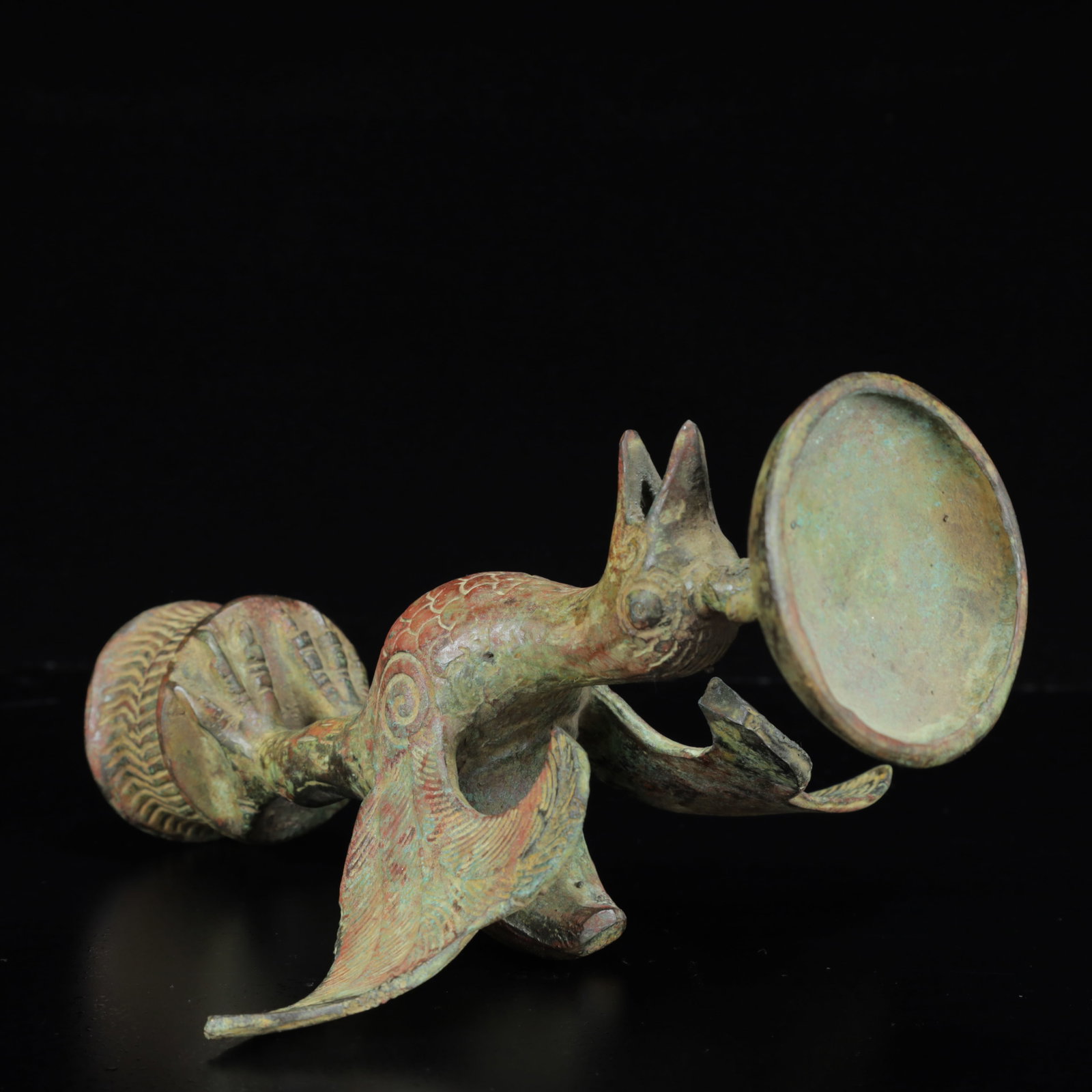 An Archaic Bronze Phoenix Candlestick - 14