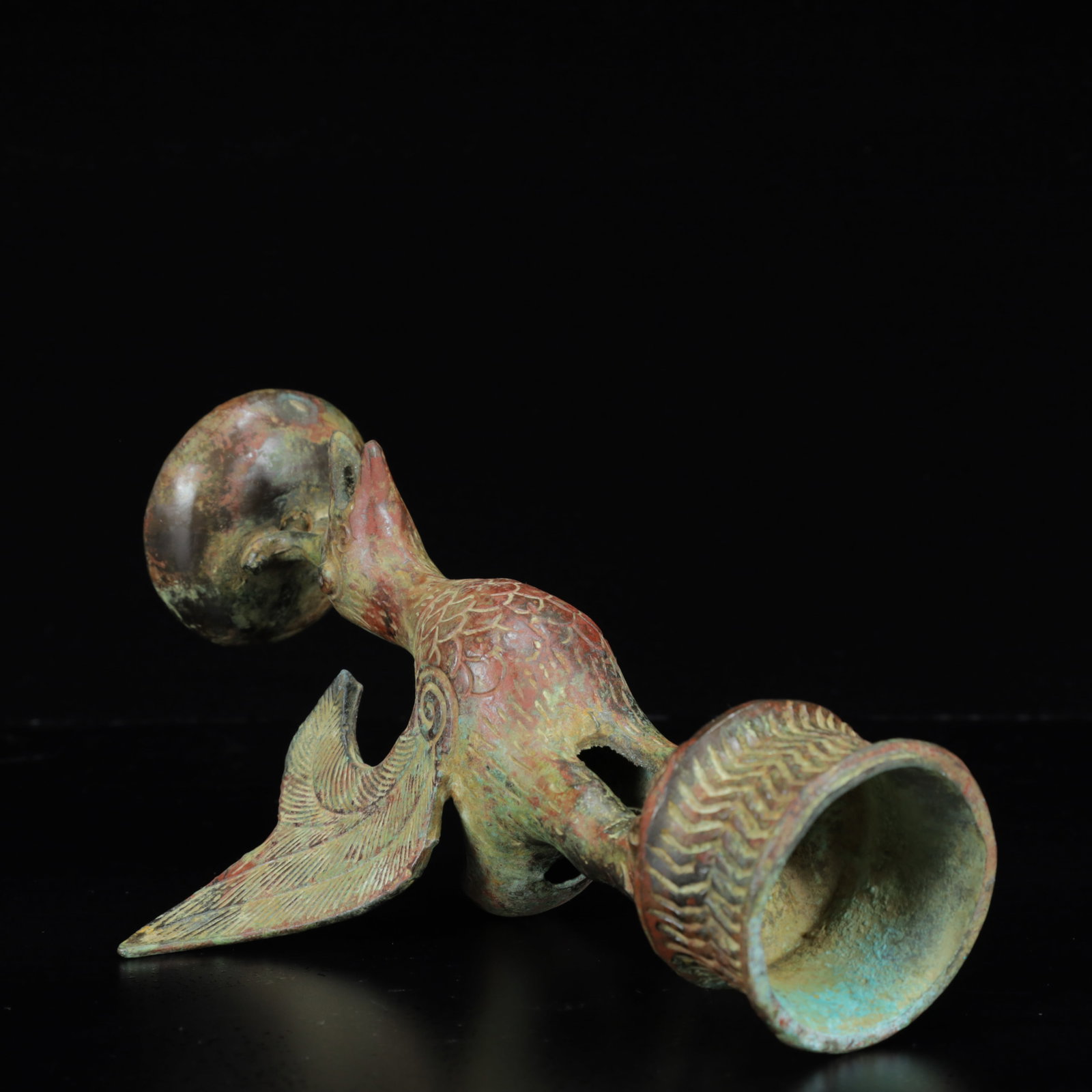 An Archaic Bronze Phoenix Candlestick - 15