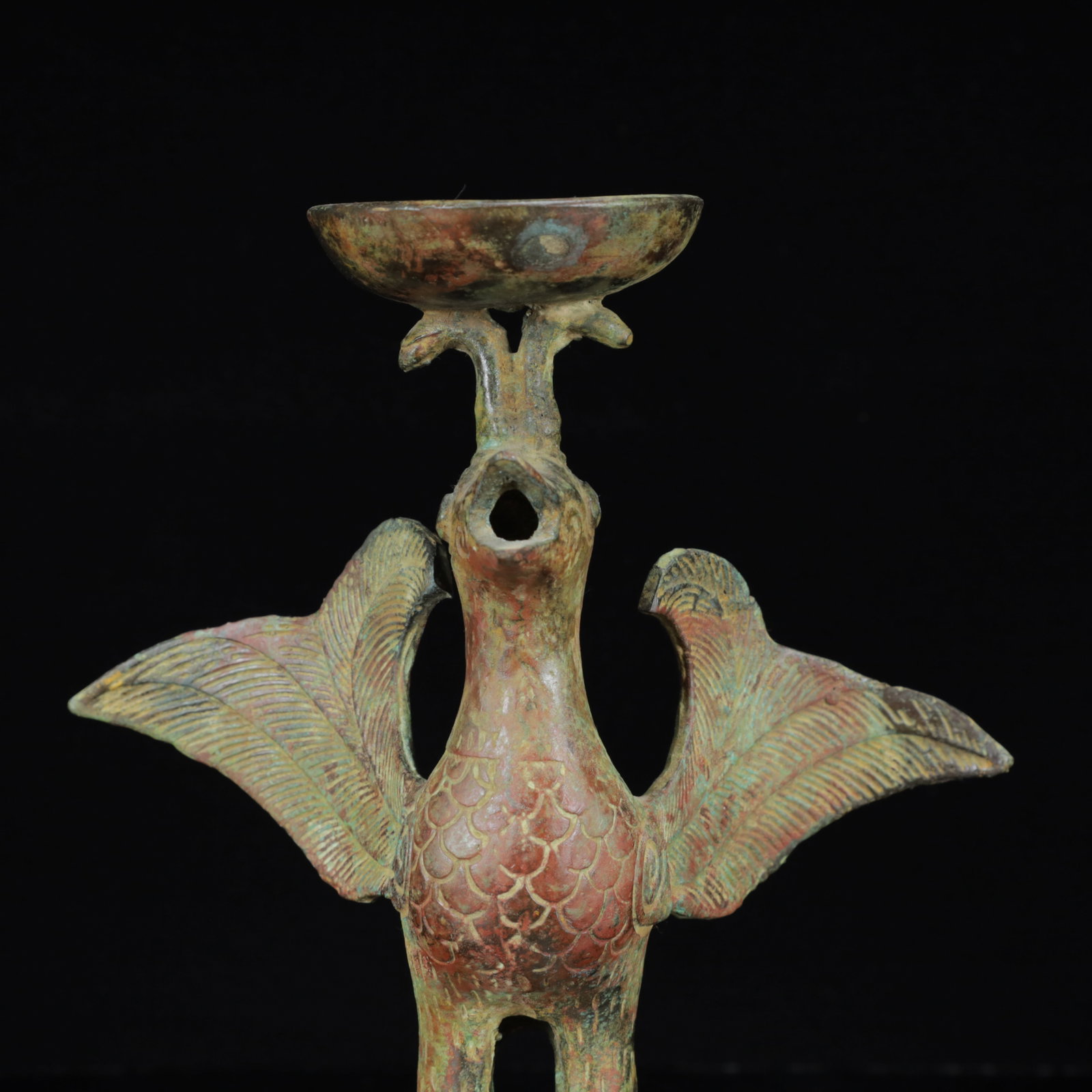 An Archaic Bronze Phoenix Candlestick - 2