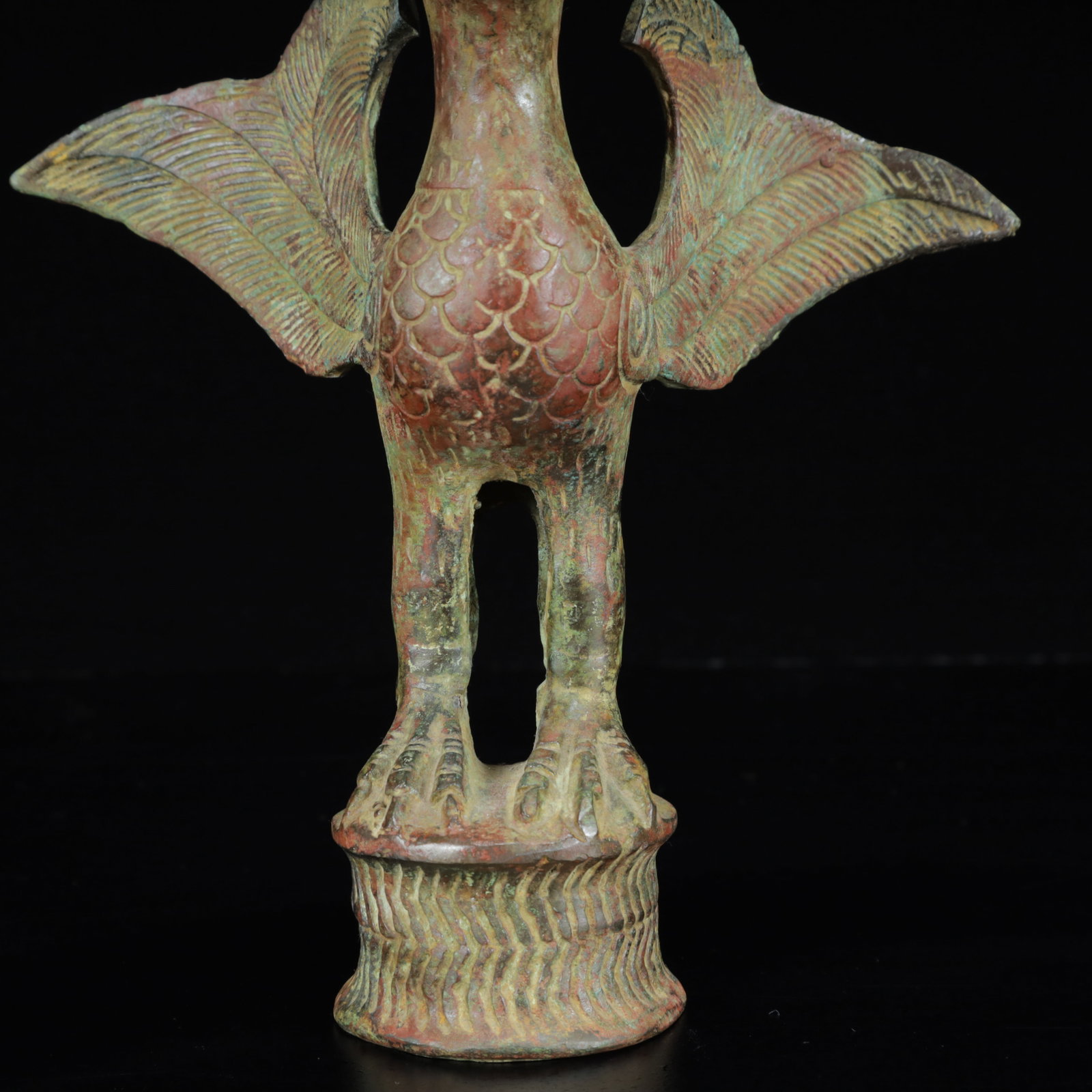 An Archaic Bronze Phoenix Candlestick - 3