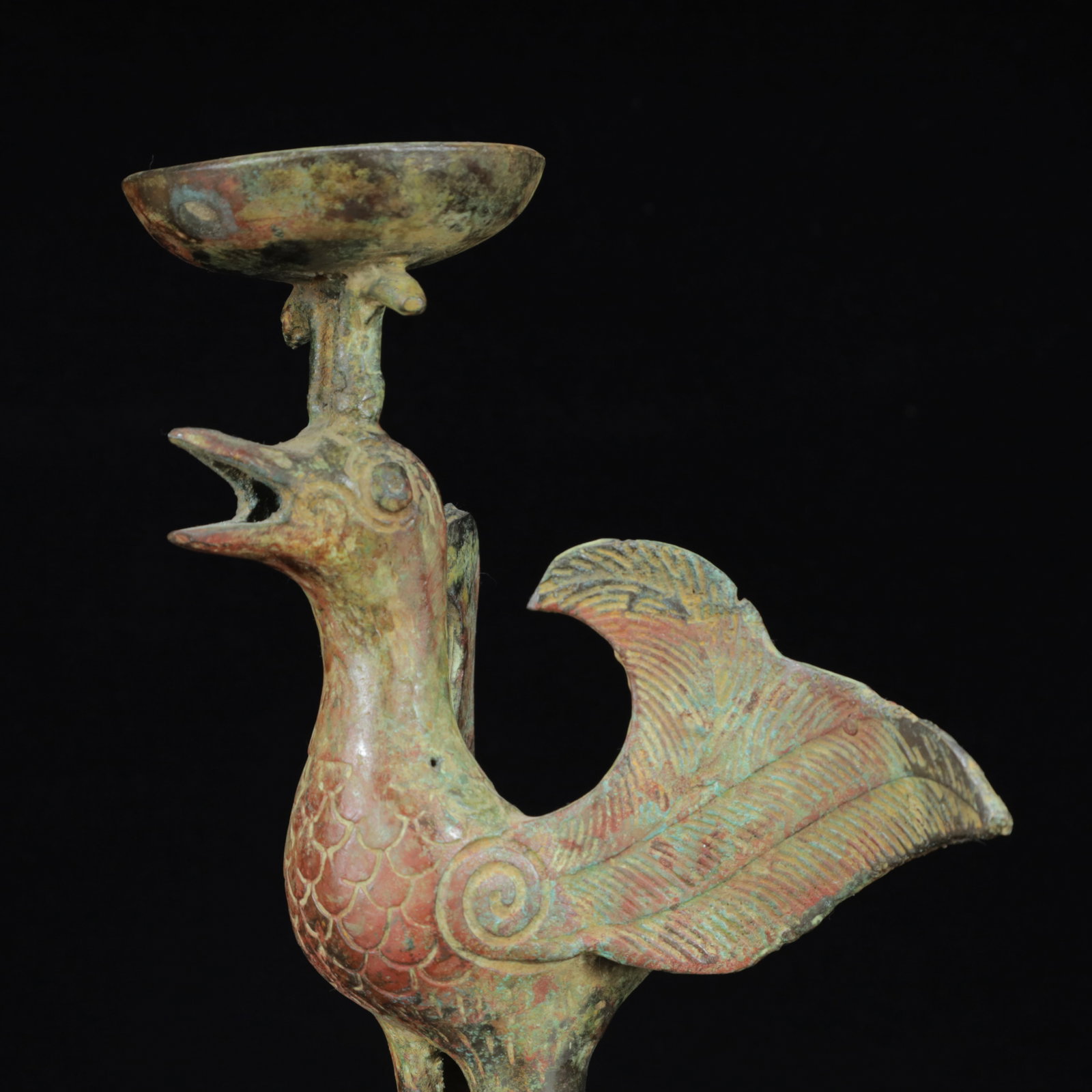 An Archaic Bronze Phoenix Candlestick - 5