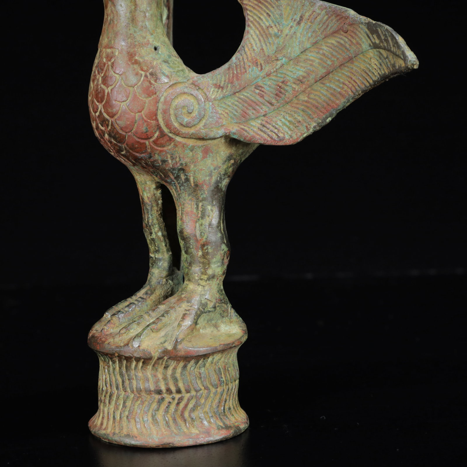 An Archaic Bronze Phoenix Candlestick - 6