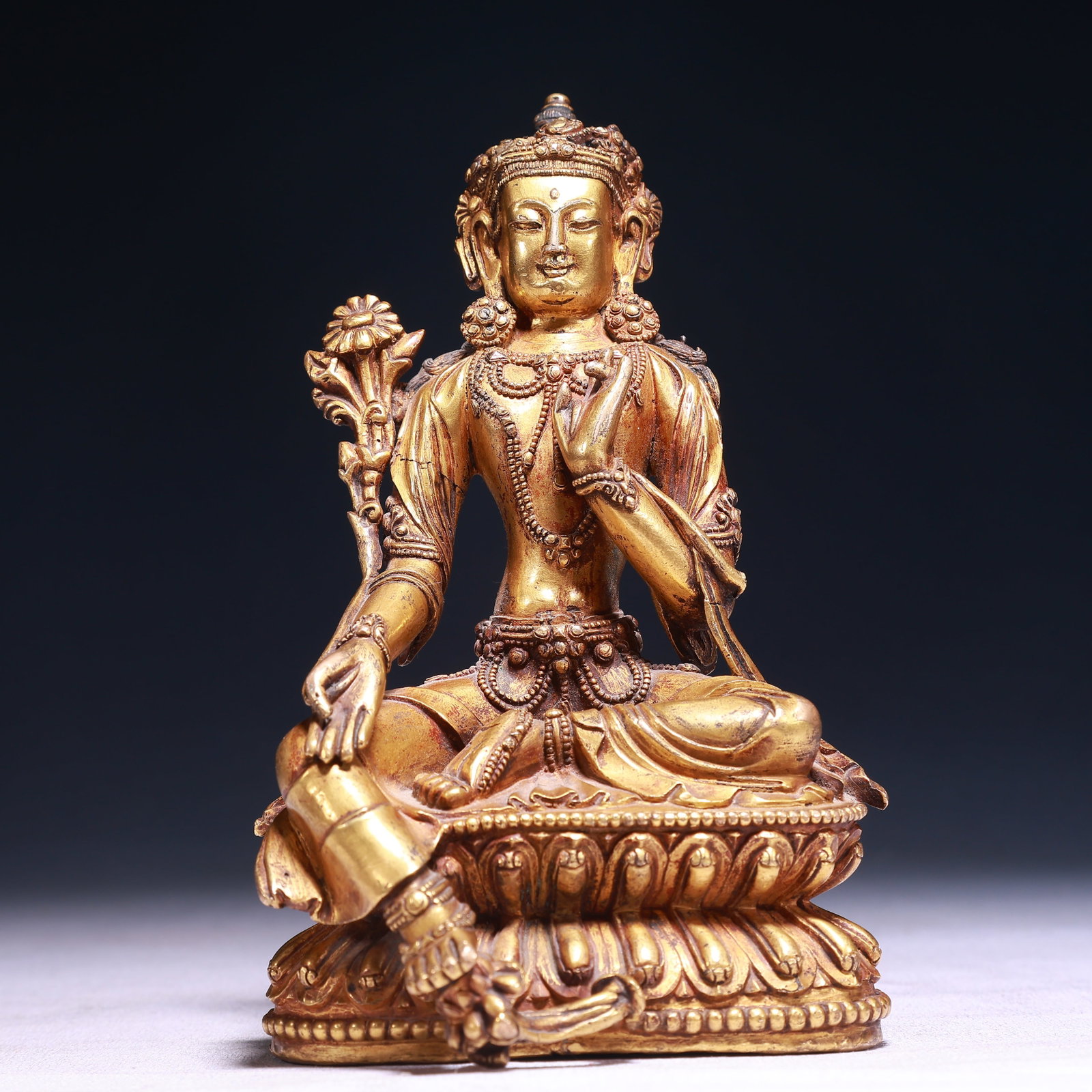 A Solemn Gilt Bronze Statue of Tara (1 of 9)