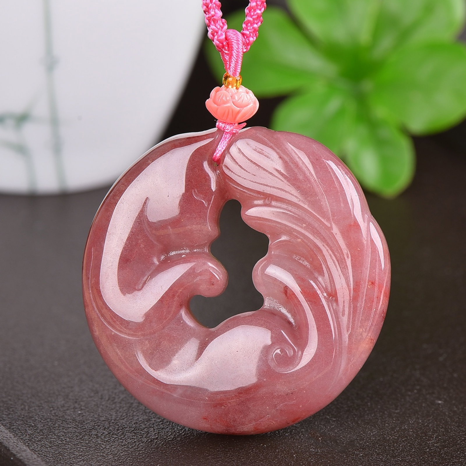 An Exquisite Red Jade Pendant: An Exquisite Red Jade Pendant,Size:1.9inx1.9in 红玉挂件