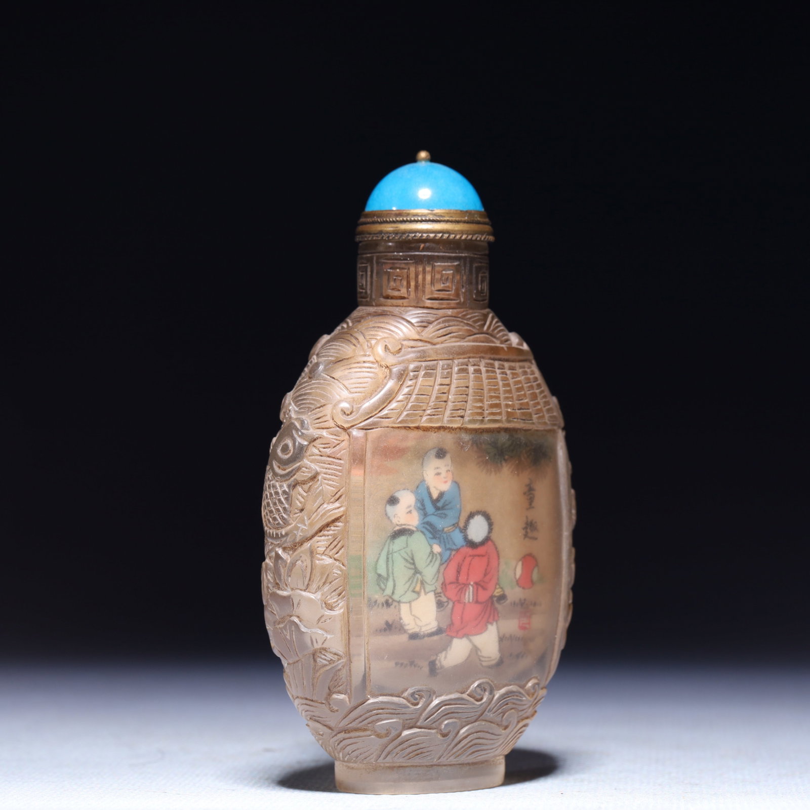 An Exquisite Glass Figure Pattern Snuff Bottle - 4