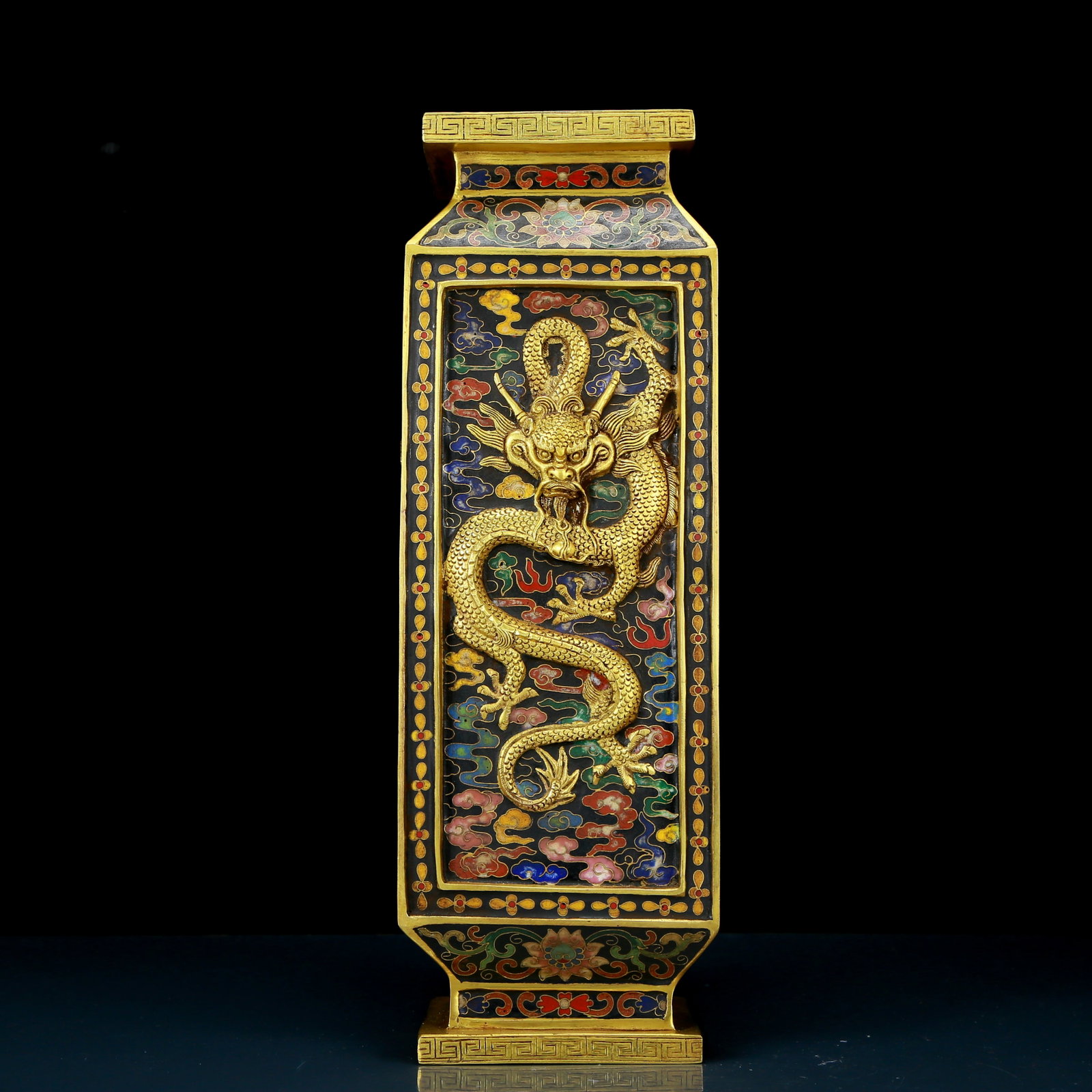 A Brilliant Cloisonne 'Dragon& Auspicious Cloud' Vase (1 of 7)
