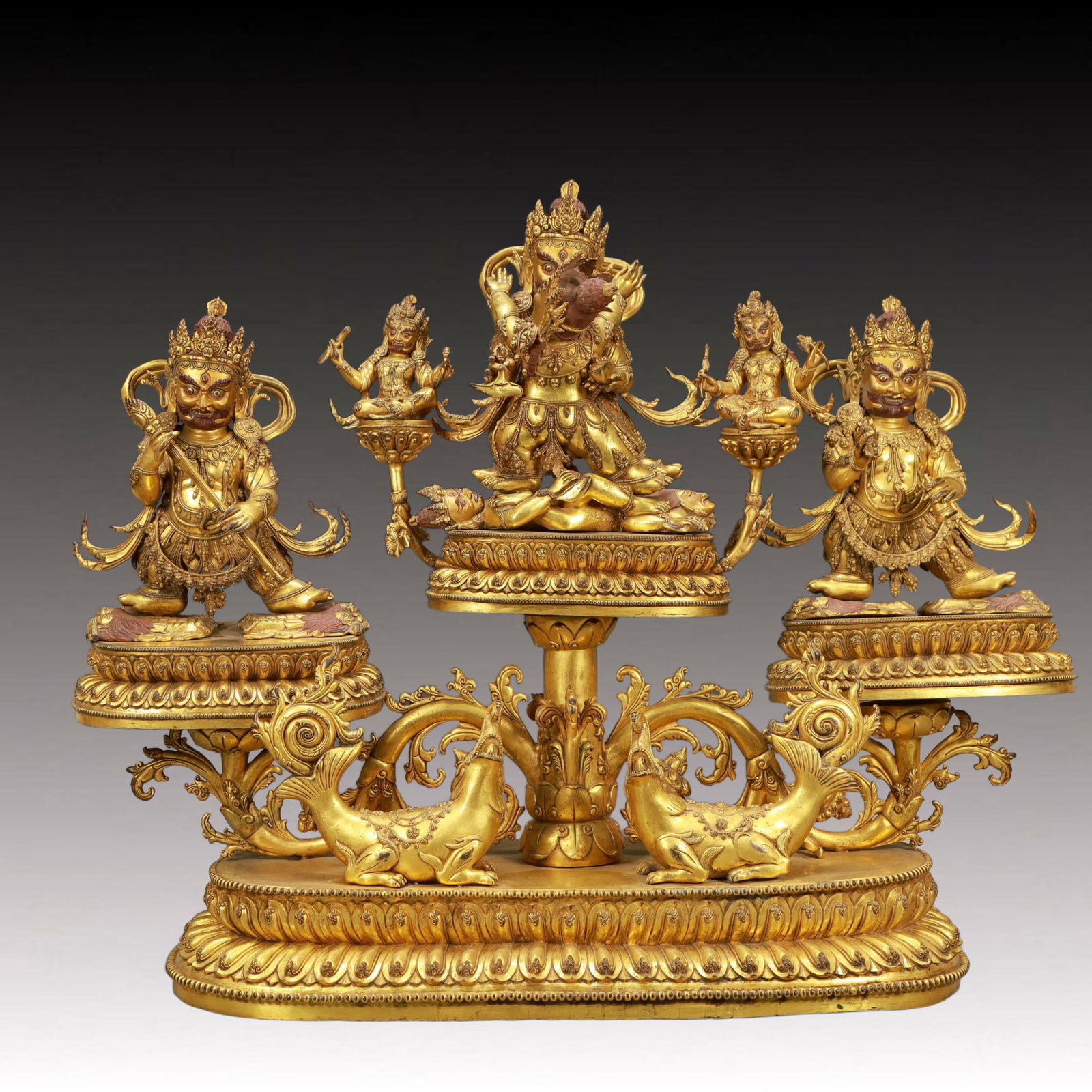 A Set of Solemn Gilt Bronze Statue of Vajra: A Set of Solemn Gilt Bronze Statue of Vajra,Ming Dynasty, China,Size:28.3inx10.6inx23.2in,Weight:40400g