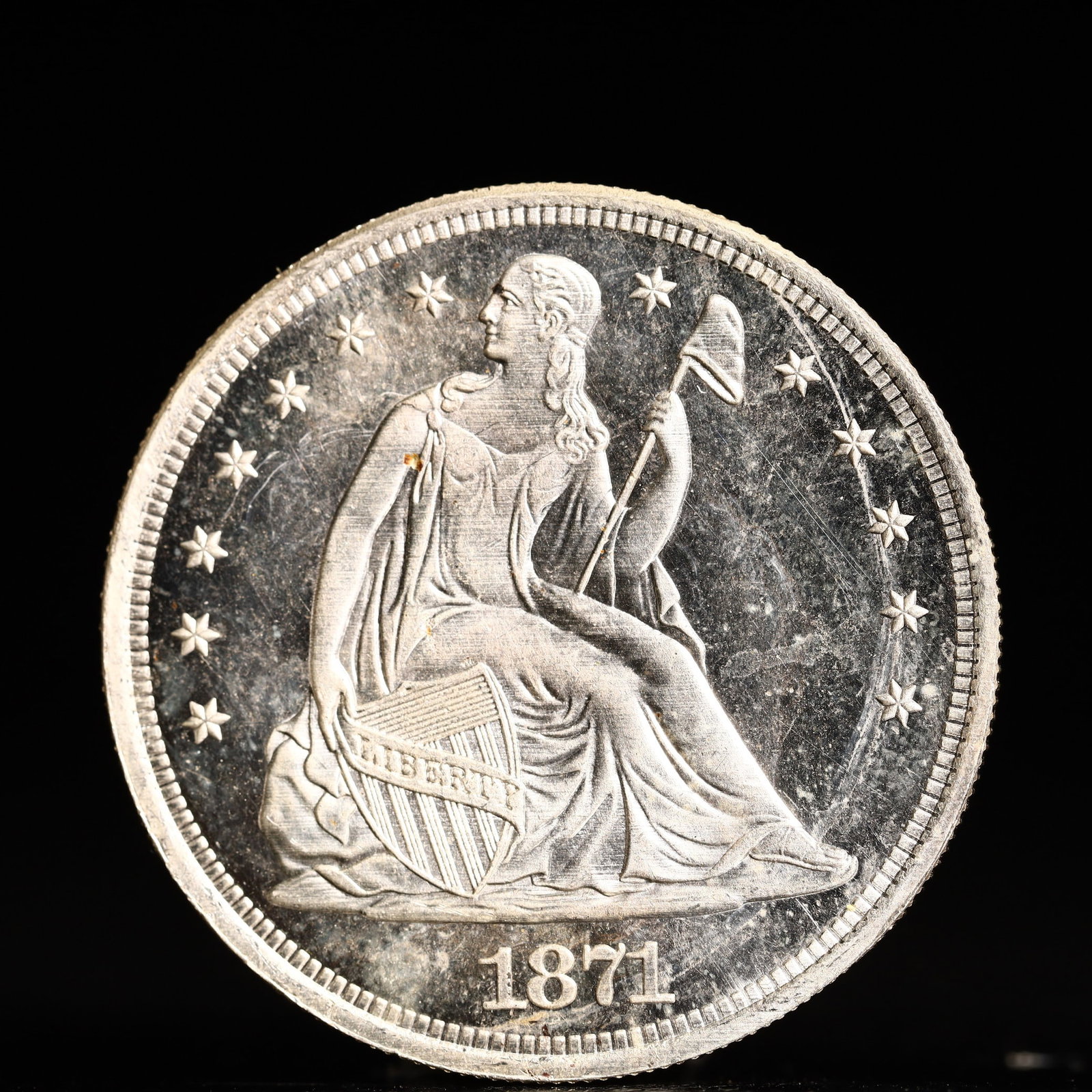USA One Dollar 1871 Coin: American coin. IN GOD WE TRUST / LIBERTY / 1871 / UNITED STATES OF AMERICA / ONE DOL. Weight:26.9g.