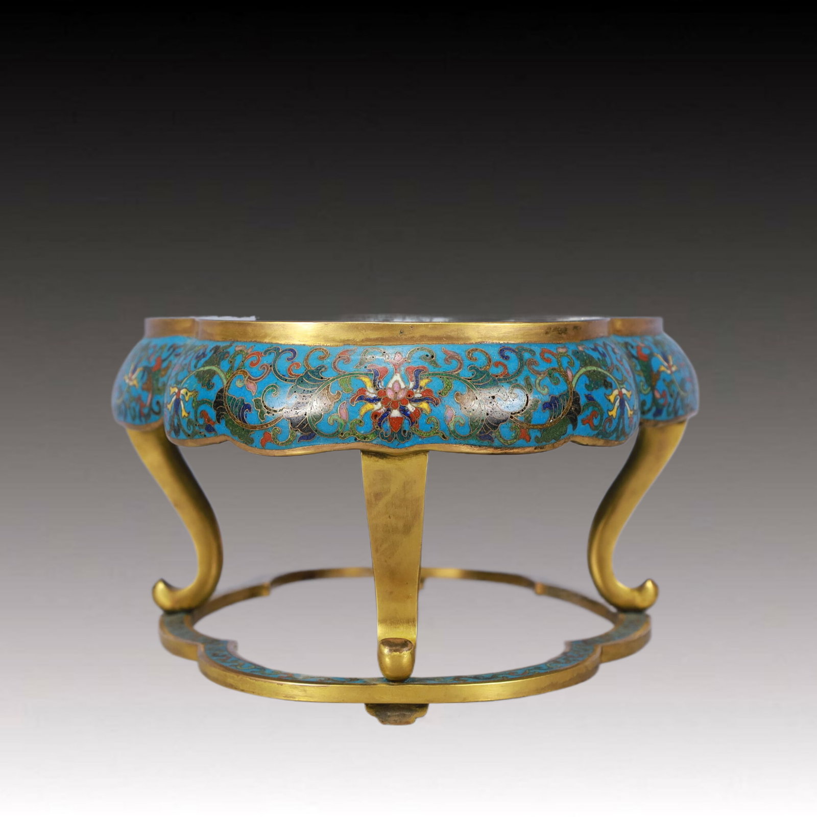 A Rare Cloisonne Landscape Pattern Base - 4