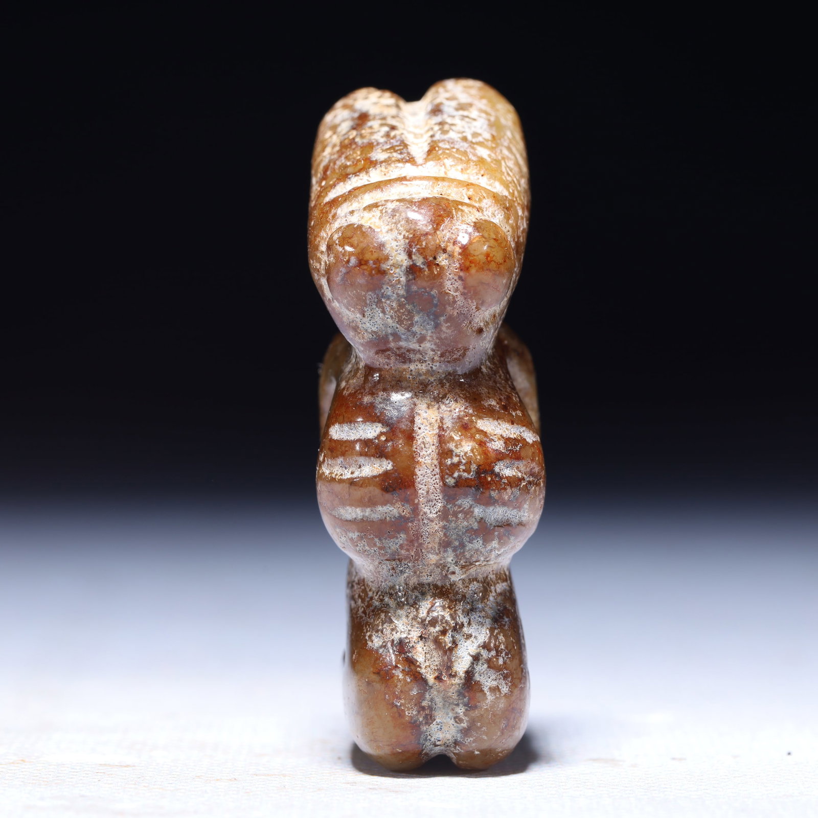 An Archaic Hongshan Culture Greenish Jade Figure Ornament: An Archaic Hongshan Culture Greenish Jade Figure Ornament,Ancient Time,China,Size:1.2inx0.8inx2.4in,Weight:69g
